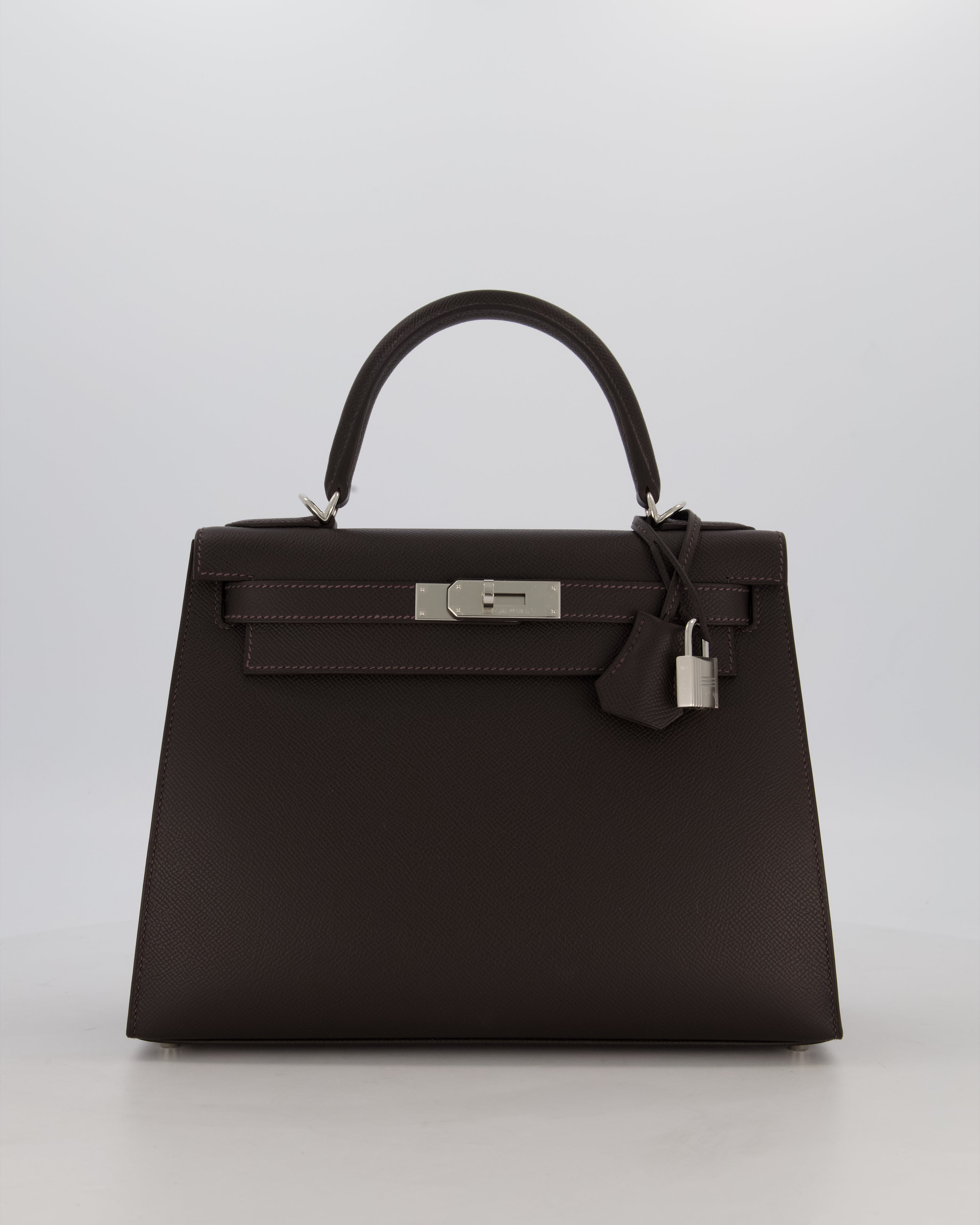 *RARE* Hermès Kelly 28 Sellier Bag in Bai Brun Epsom Leather with Palladium Hardware