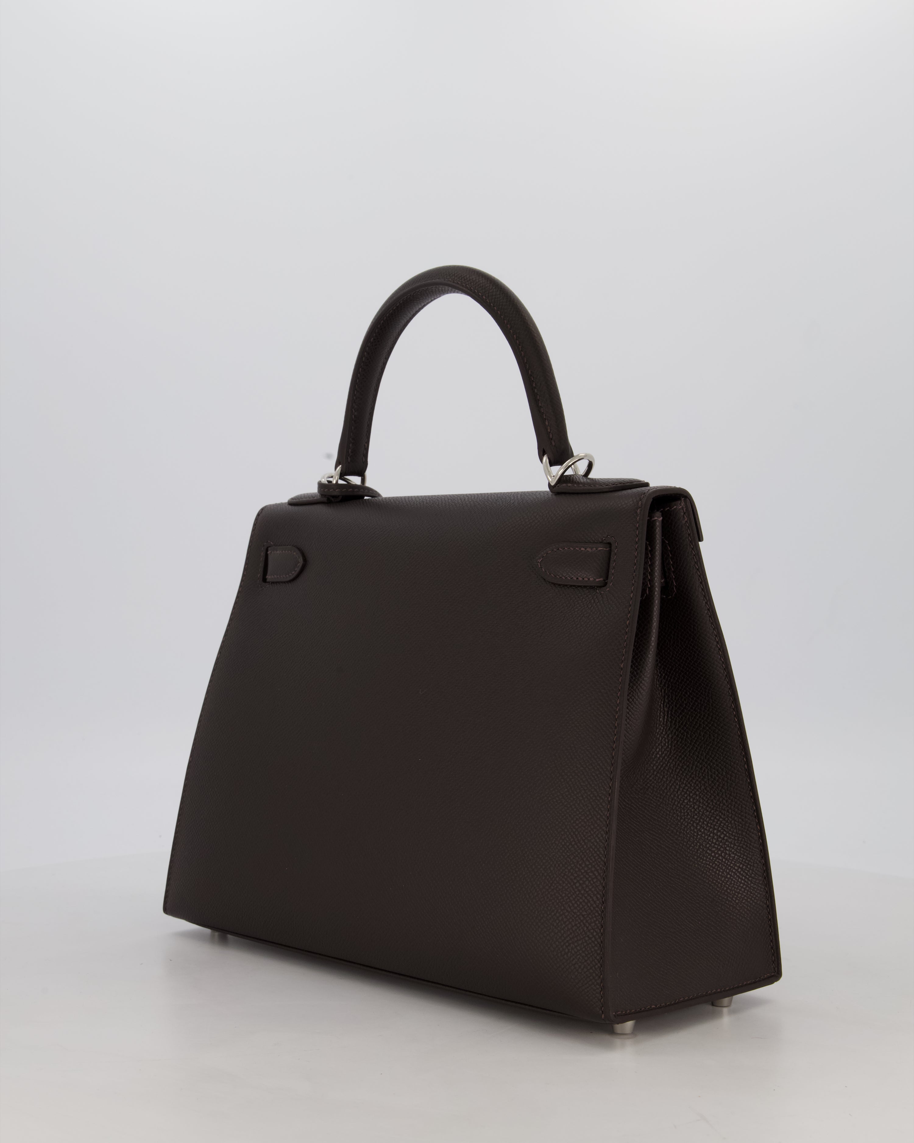 *RARE* Hermès Kelly 28 Sellier Bag in Bai Brun Epsom Leather with Palladium Hardware