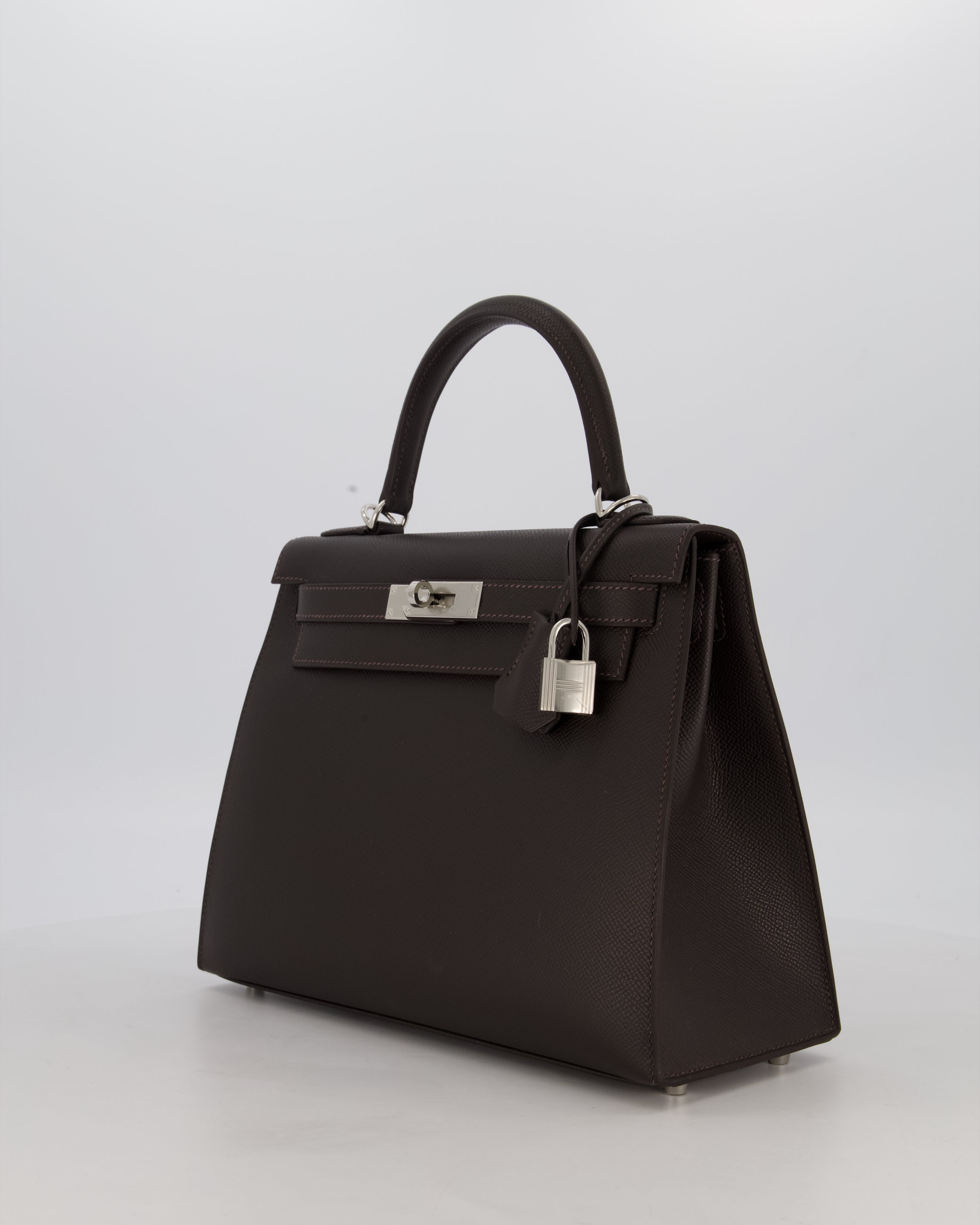 *RARE* Hermès Kelly 28 Sellier Bag in Bai Brun Epsom Leather with Palladium Hardware