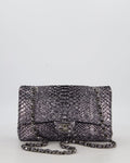 *RARE* Chanel Medium Double Flap Bag in Metallic Silver Python Leather with Gunmetal Hardware