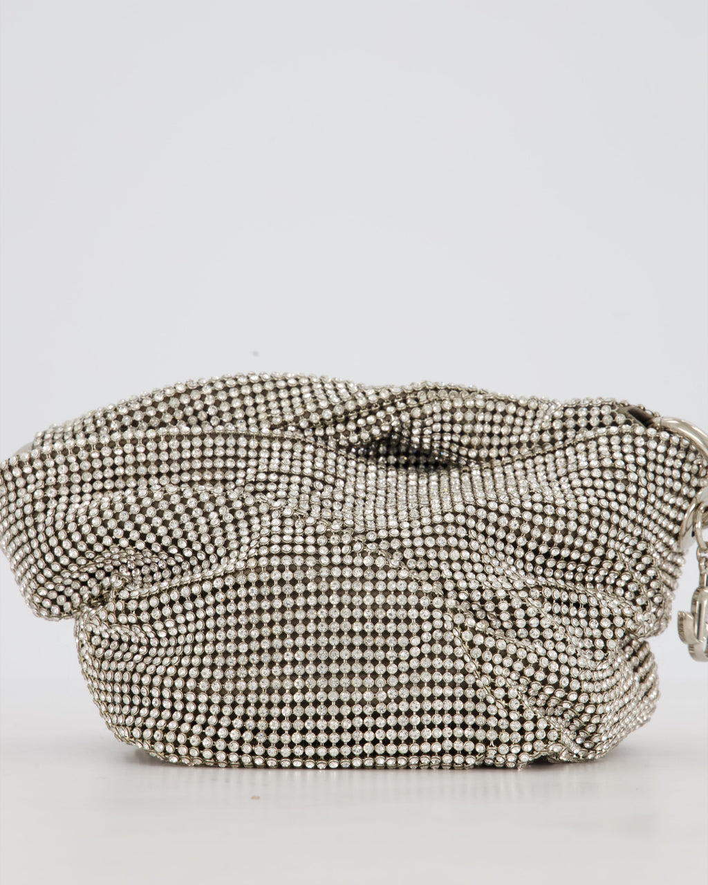 Jimmy Choo Bonny Silver Crystal Embellished Satin Shoulder Bag with Silver