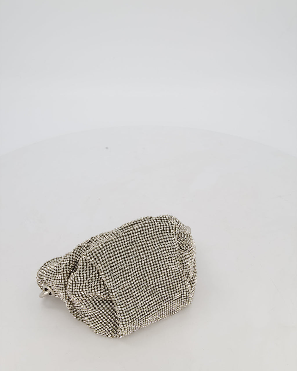 Jimmy Choo Bonny Silver Crystal Embellished Satin Shoulder Bag with Silver