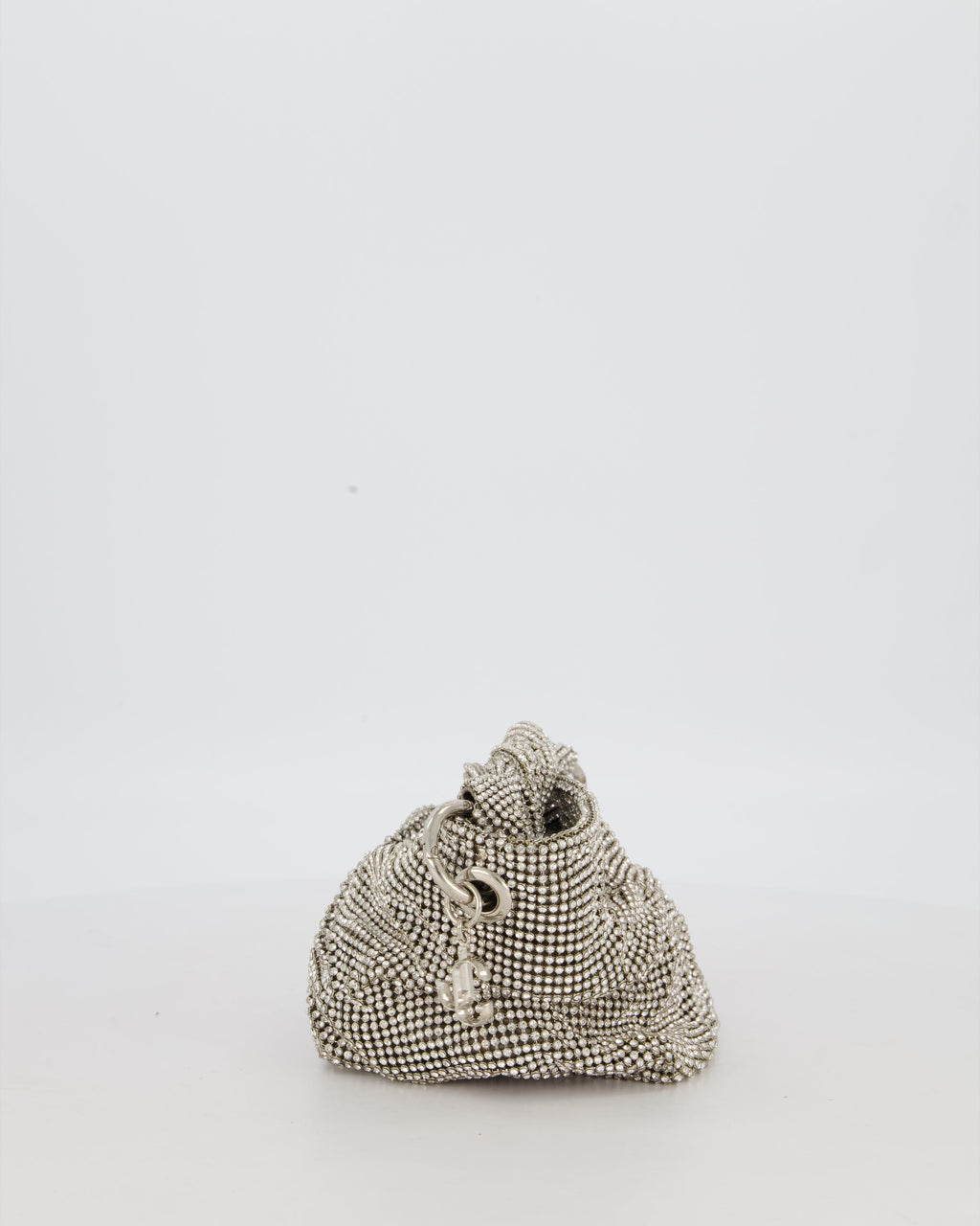 Jimmy Choo Bonny Silver Crystal Embellished Satin Shoulder Bag with Silver