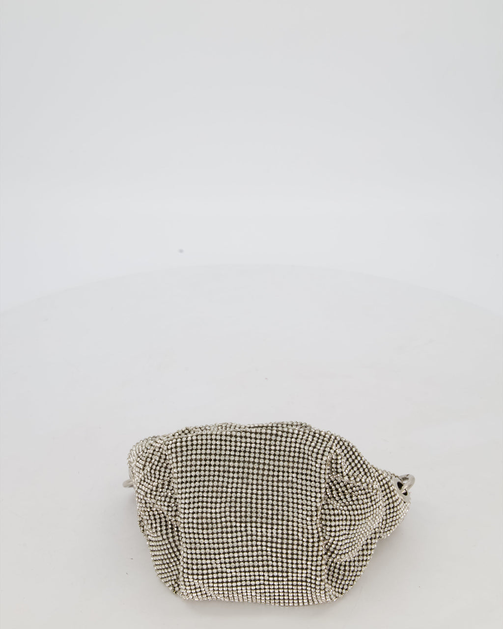 Jimmy Choo Bonny Silver Crystal Embellished Satin Shoulder Bag with Silver