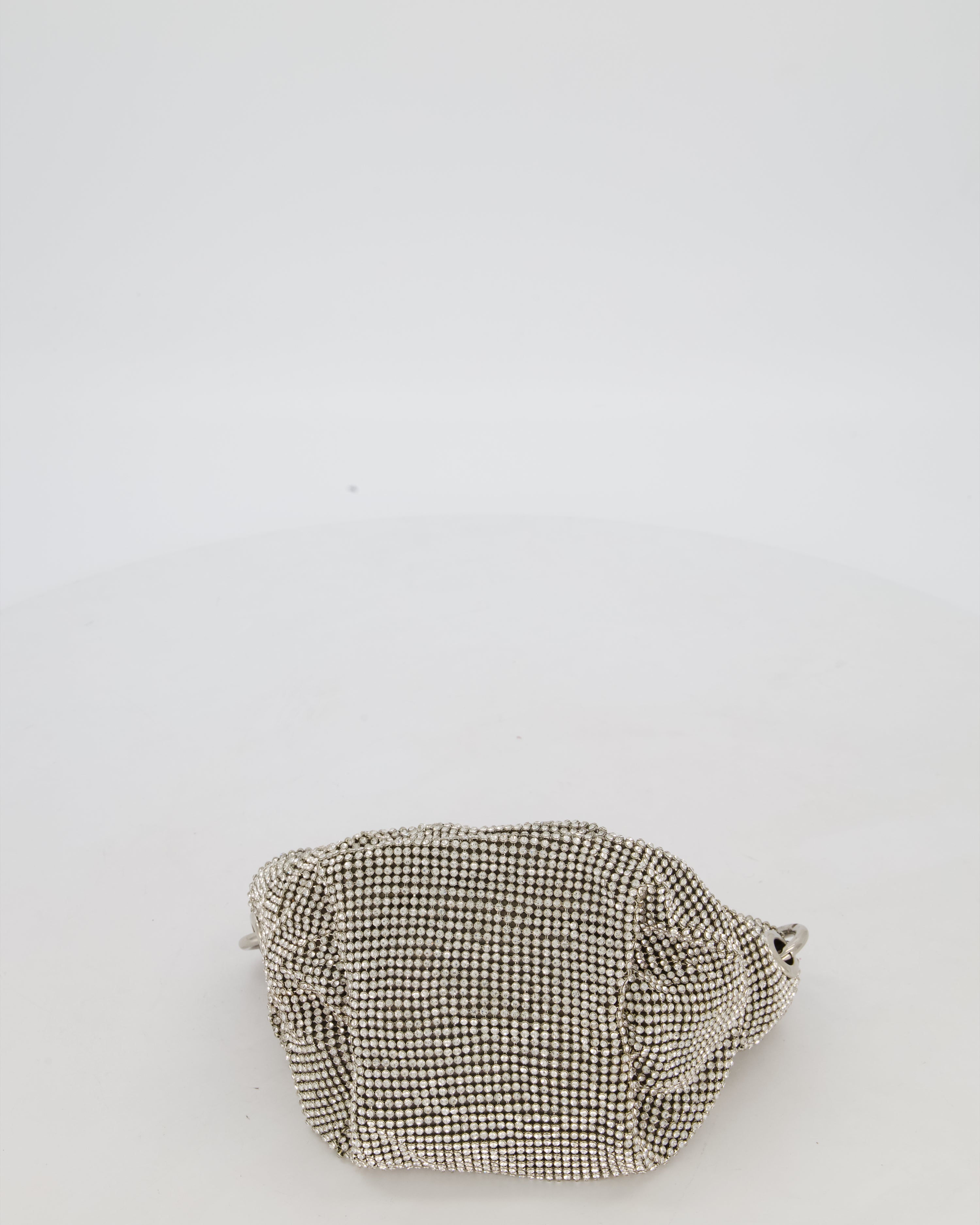 Jimmy Choo Bonny Silver Crystal Embellished Satin Shoulder Bag with Silver