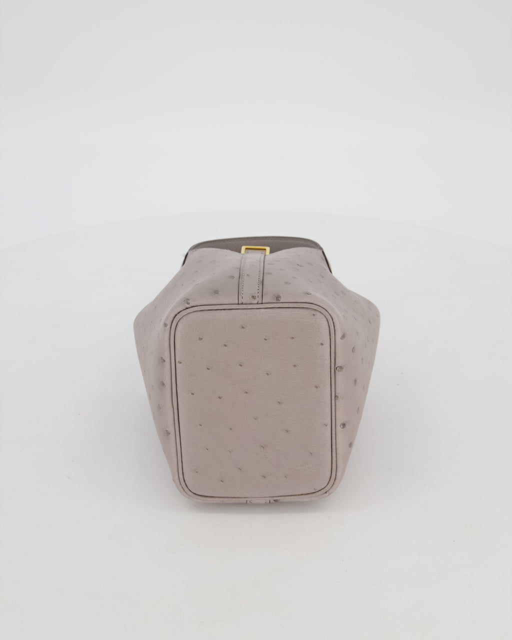 *HOT* Hermès Micro Picotin Lock Bag in Gris Mouette Ostrich Leather with Gold Hardware