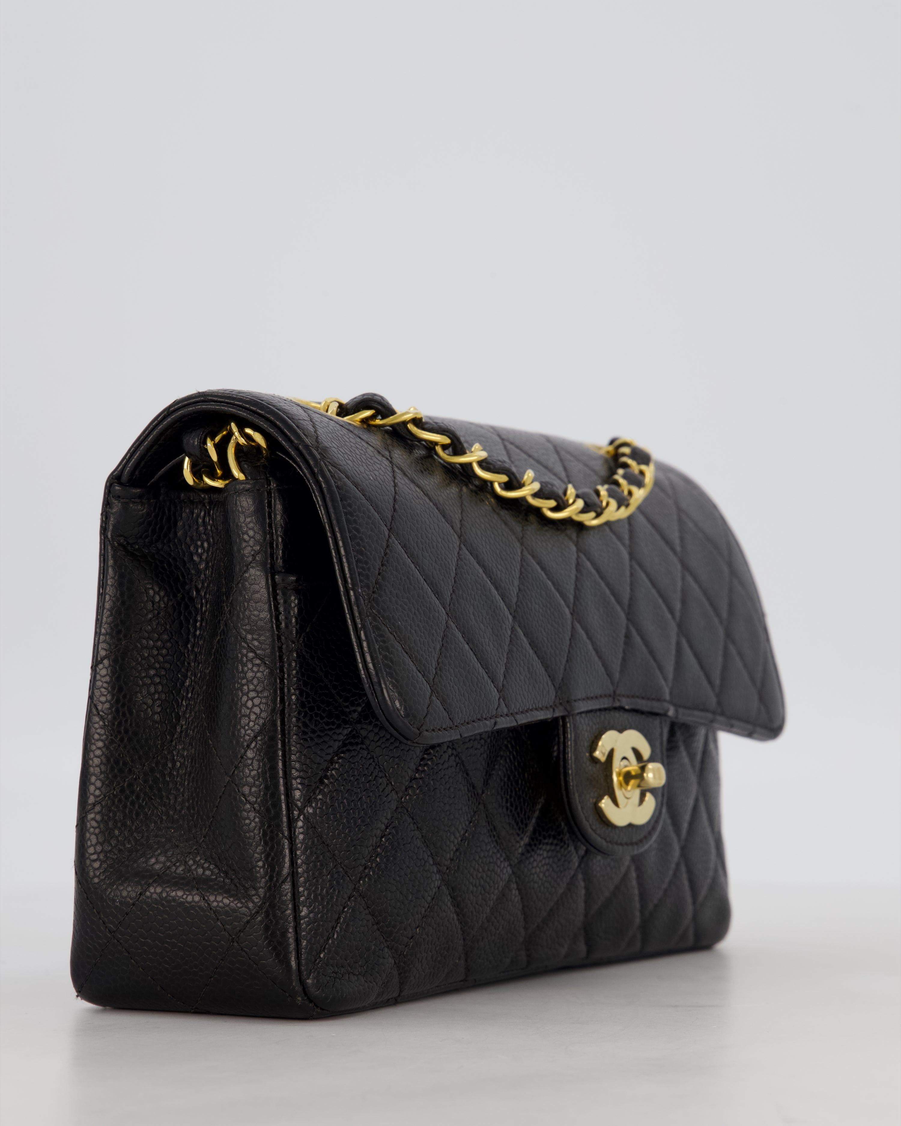 *RARE* Chanel Vintage Black Small Classic Double Flap Bag in Caviar Leather with 24K Gold Hardware