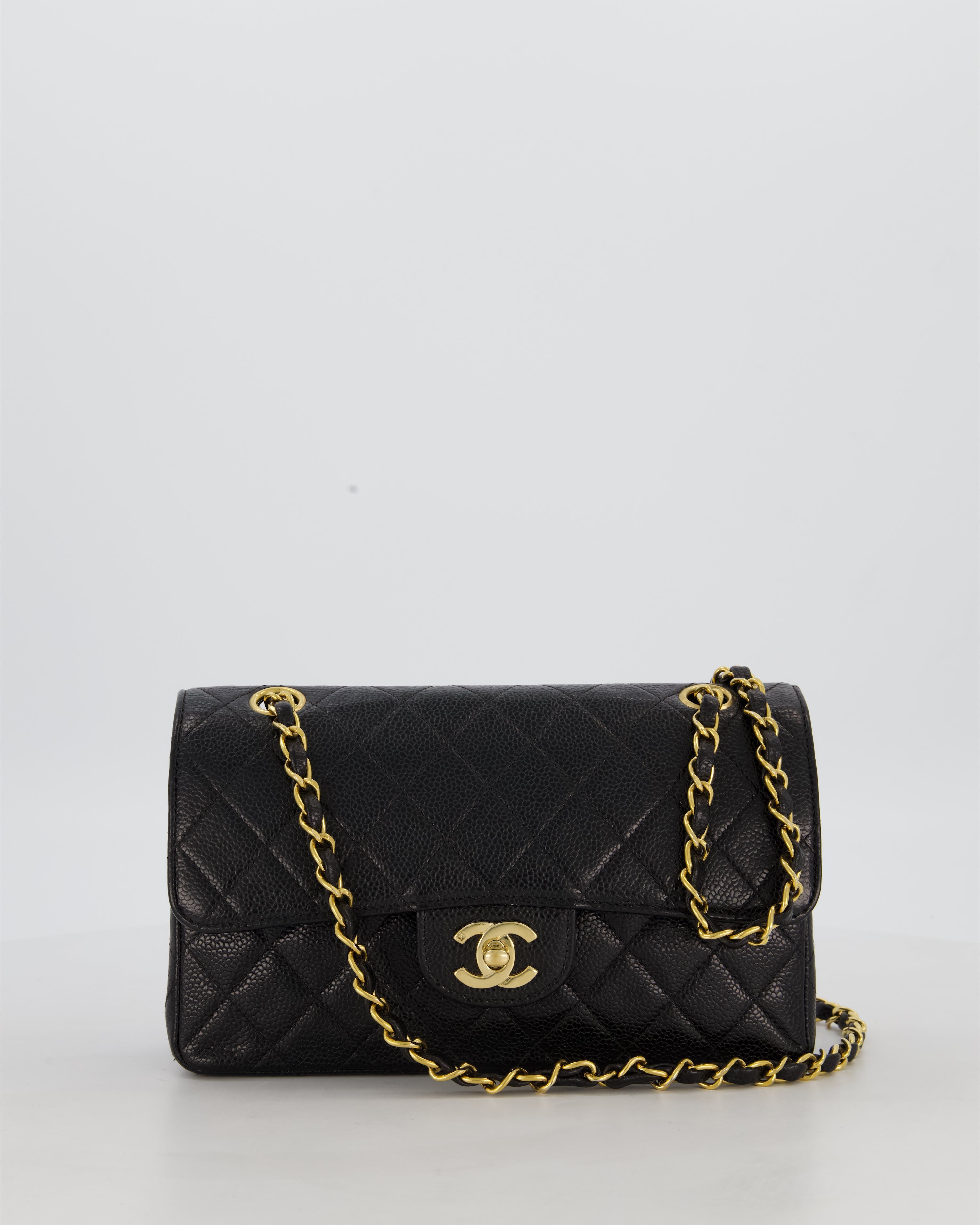 *RARE* Chanel Vintage Black Small Classic Double Flap Bag in Caviar Leather with 24K Gold Hardware