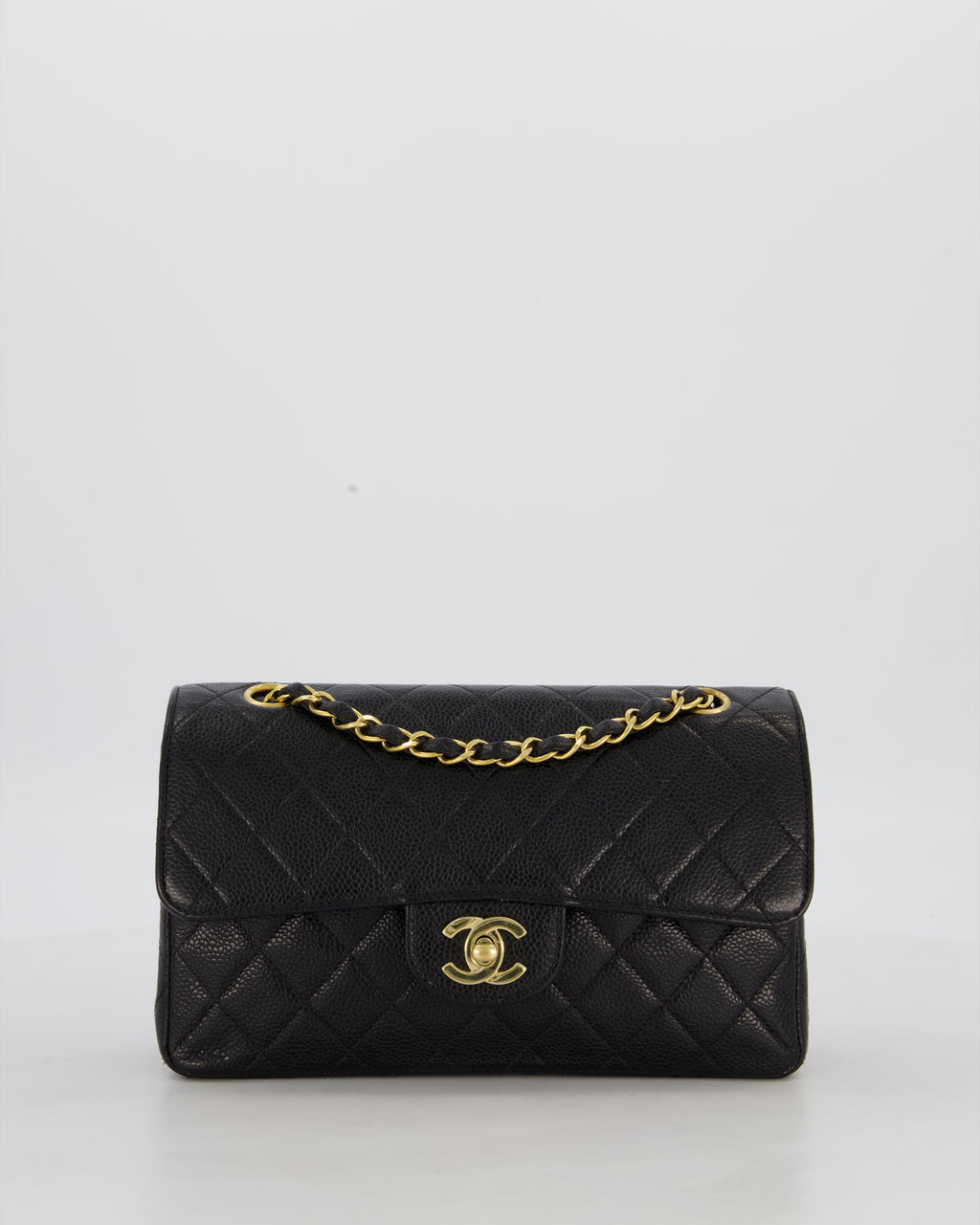 *RARE* Chanel Vintage Black Small Classic Double Flap Bag in Caviar Leather with 24K Gold Hardware