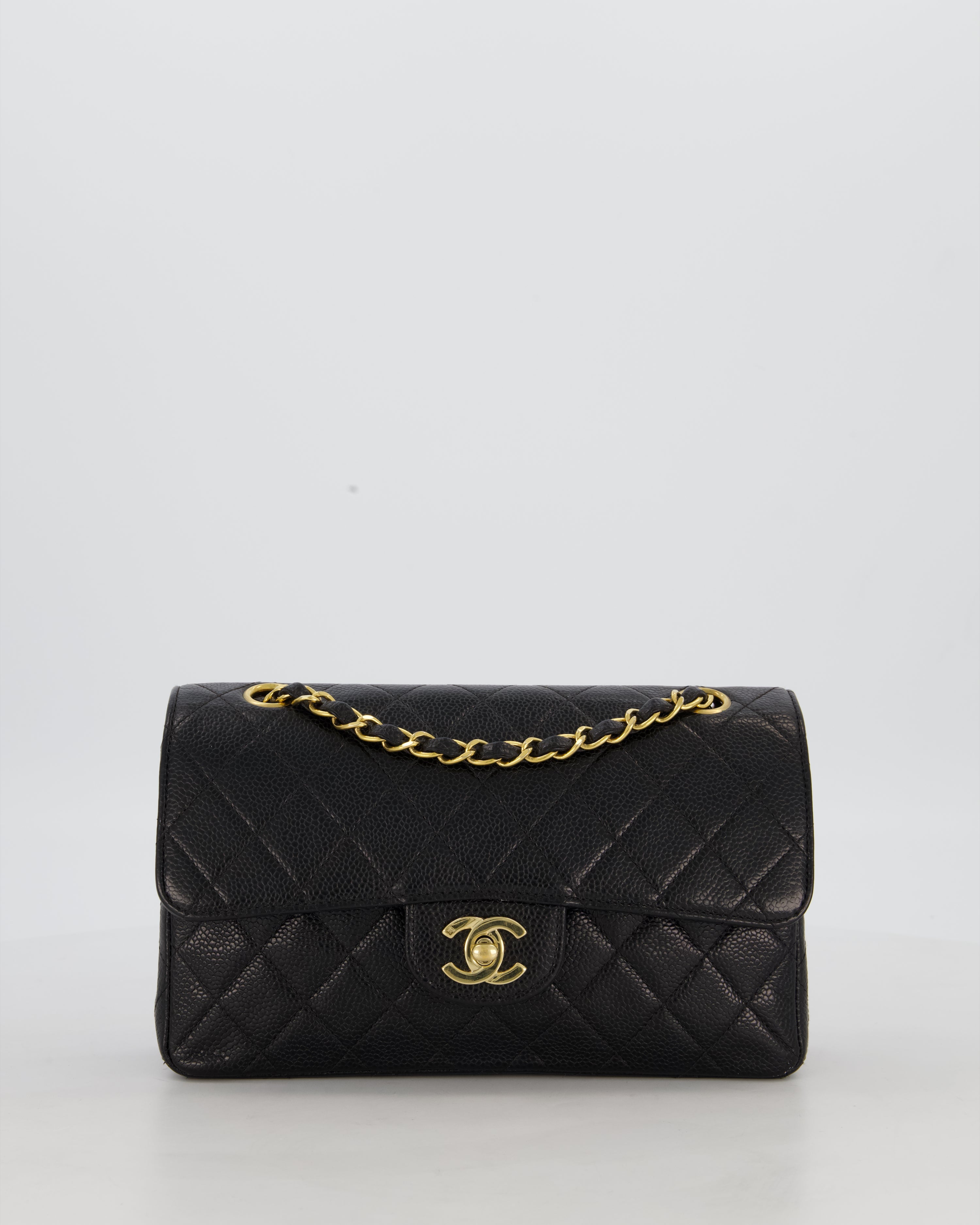 *RARE* Chanel Vintage Black Small Classic Double Flap Bag in Caviar Leather with 24K Gold Hardware