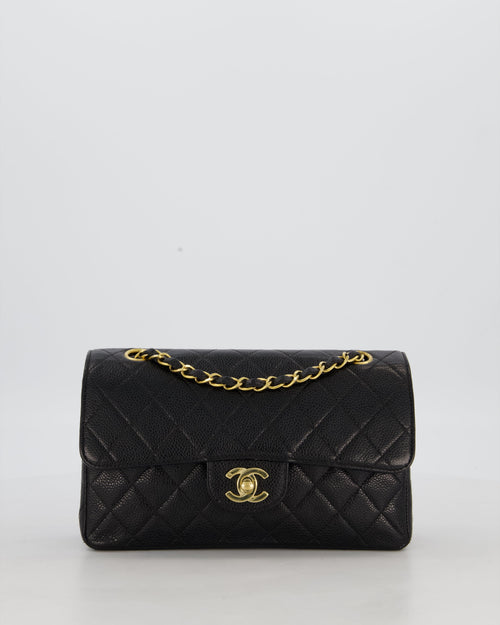 *RARE* Chanel Vintage Black Small Classic Double Flap Bag in Caviar Leather with 24K Gold Hardware