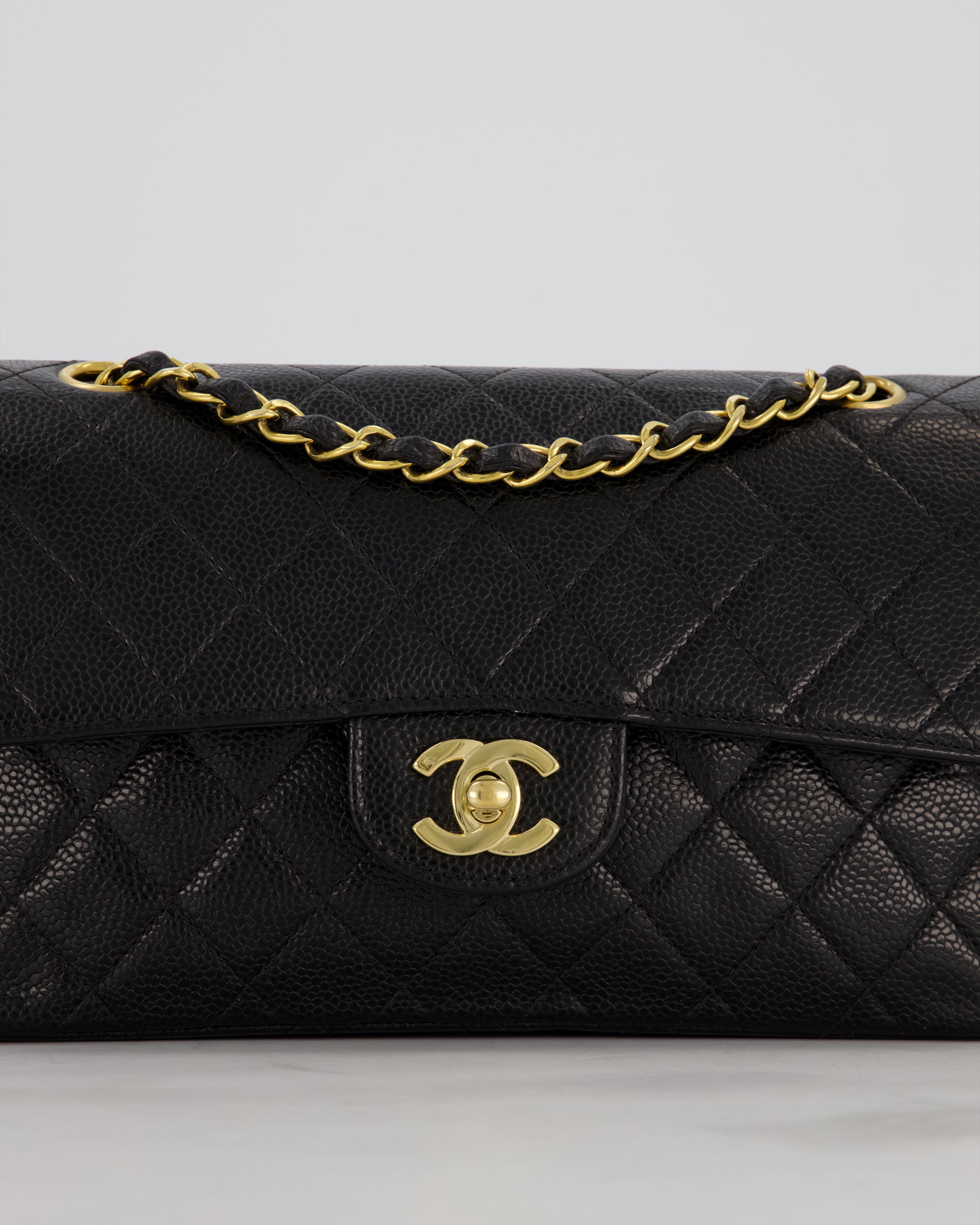 *RARE* Chanel Vintage Black Small Classic Double Flap Bag in Caviar Leather with 24K Gold Hardware