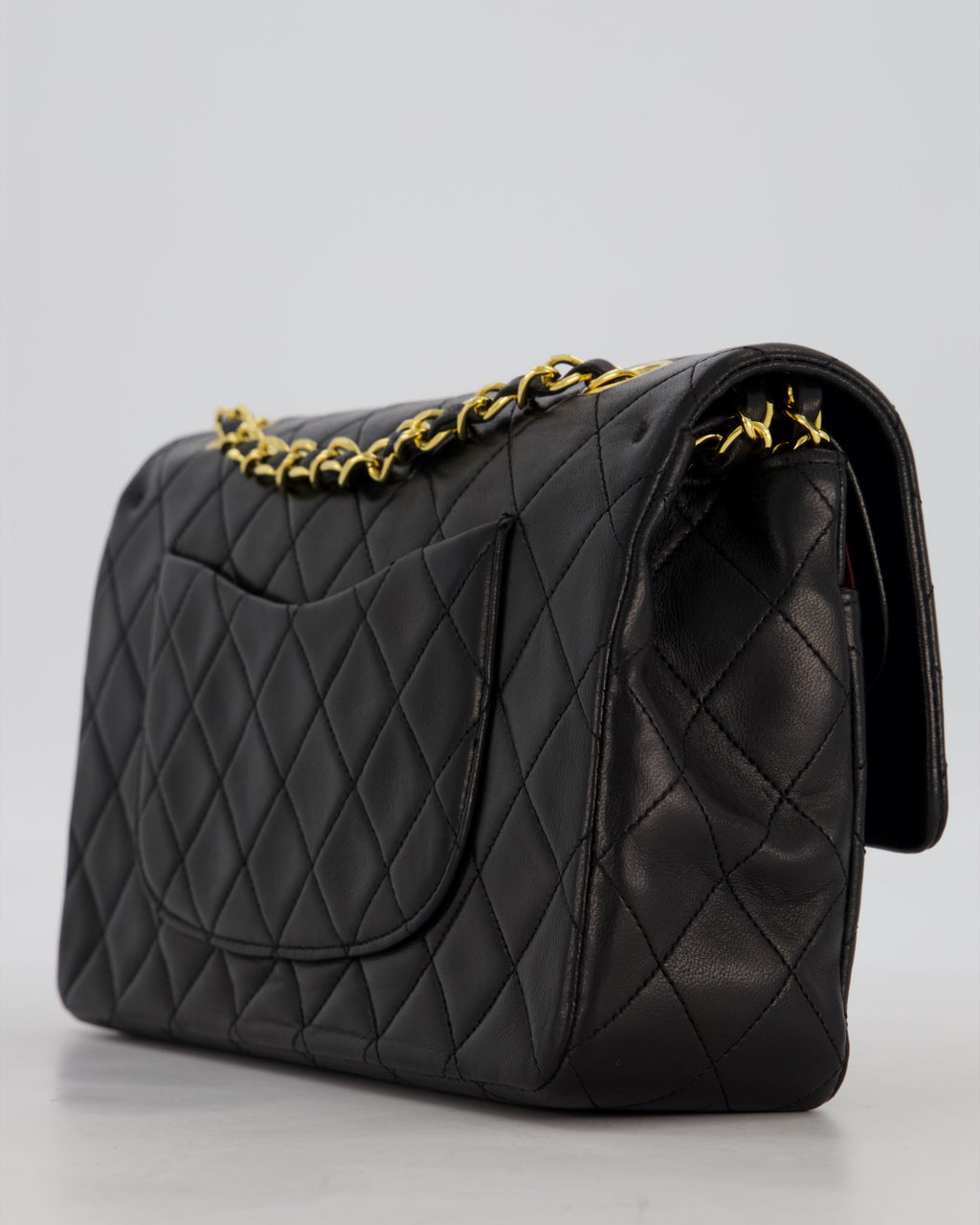 *AMAZING CONDITION* Chanel Black Vintage Medium Classic Double Flap Bag in Lambskin Leather with 24K Gold Hardware