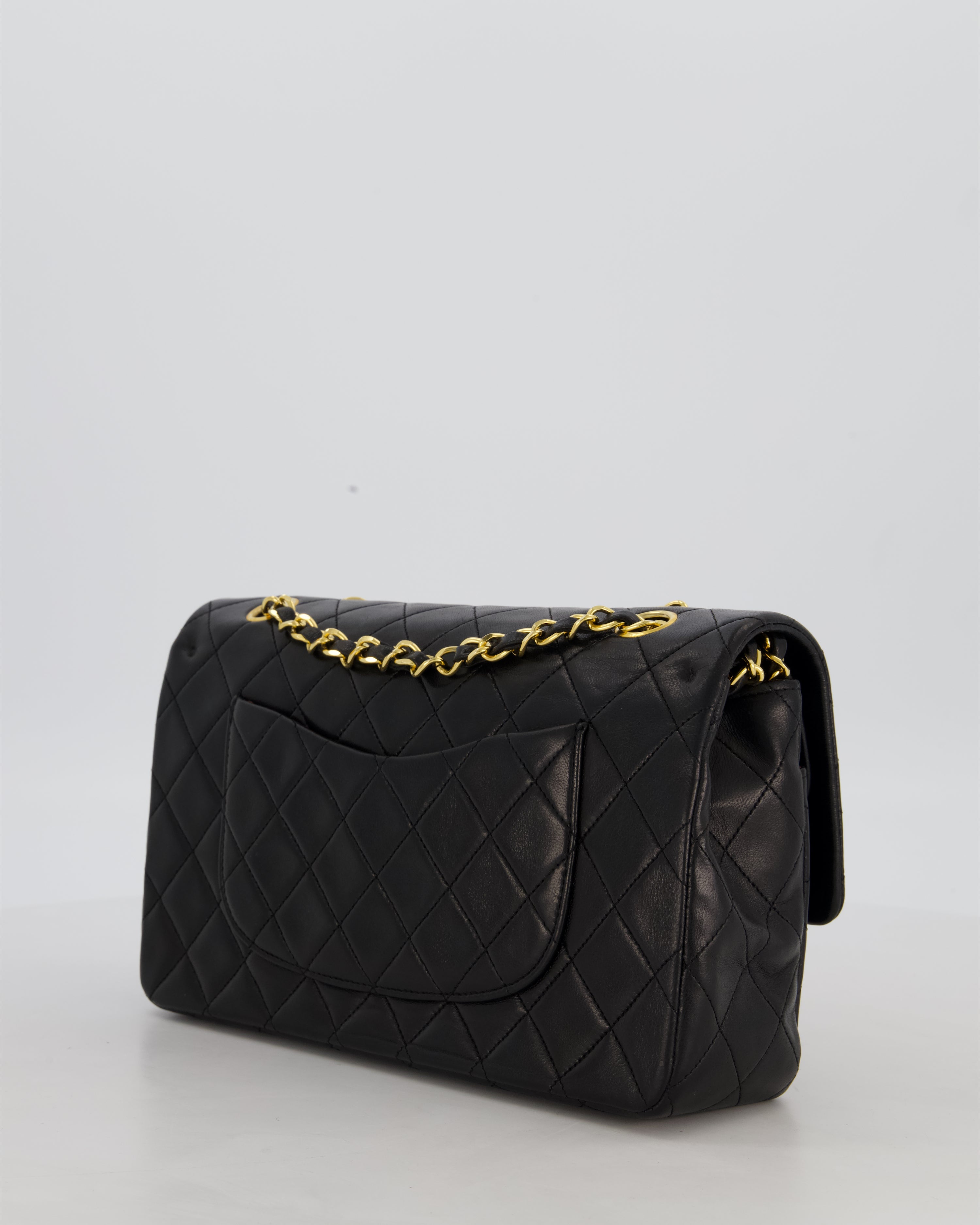 *AMAZING CONDITION* Chanel Black Vintage Medium Classic Double Flap Bag in Lambskin Leather with 24K Gold Hardware