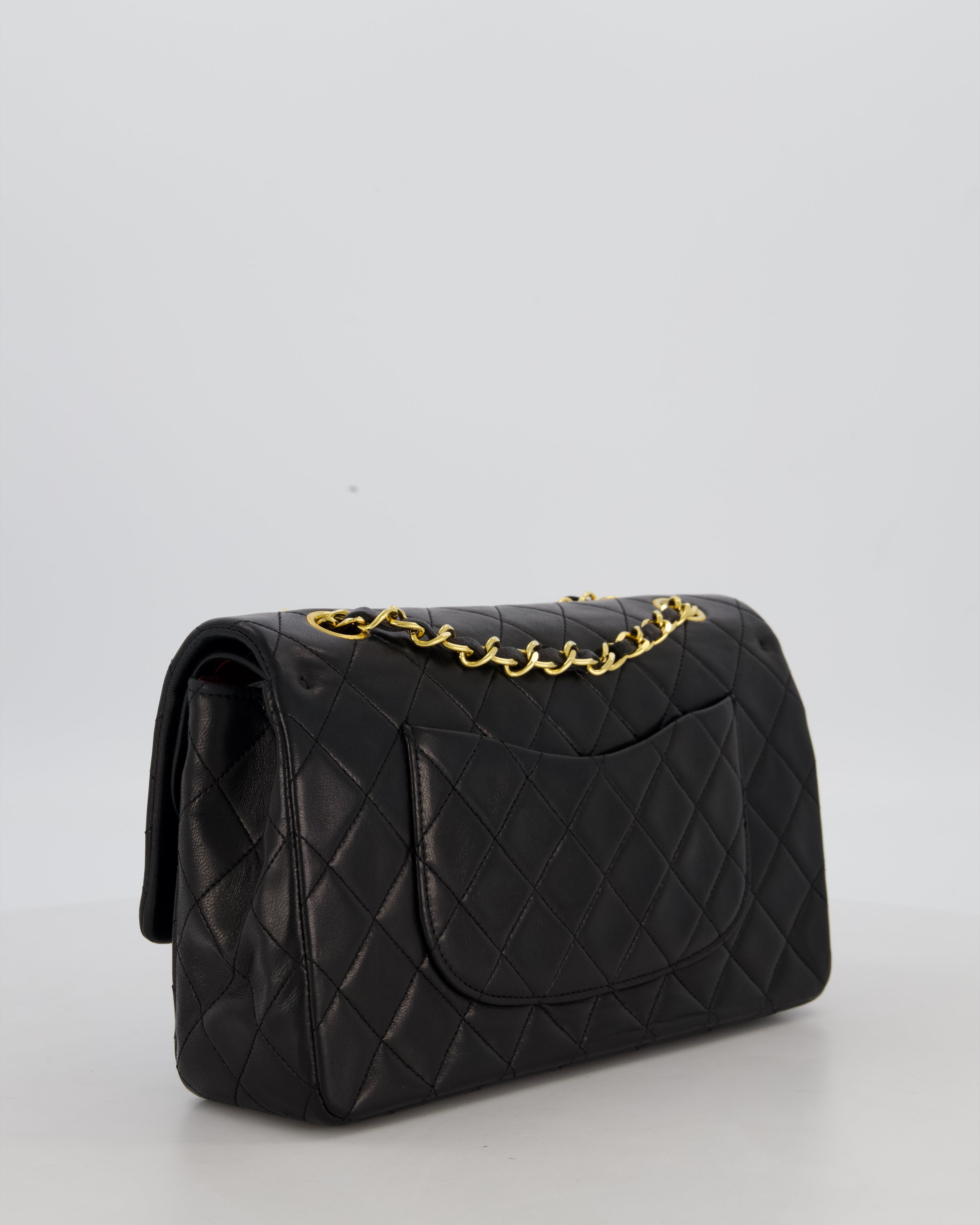 *AMAZING CONDITION* Chanel Black Vintage Medium Classic Double Flap Bag in Lambskin Leather with 24K Gold Hardware