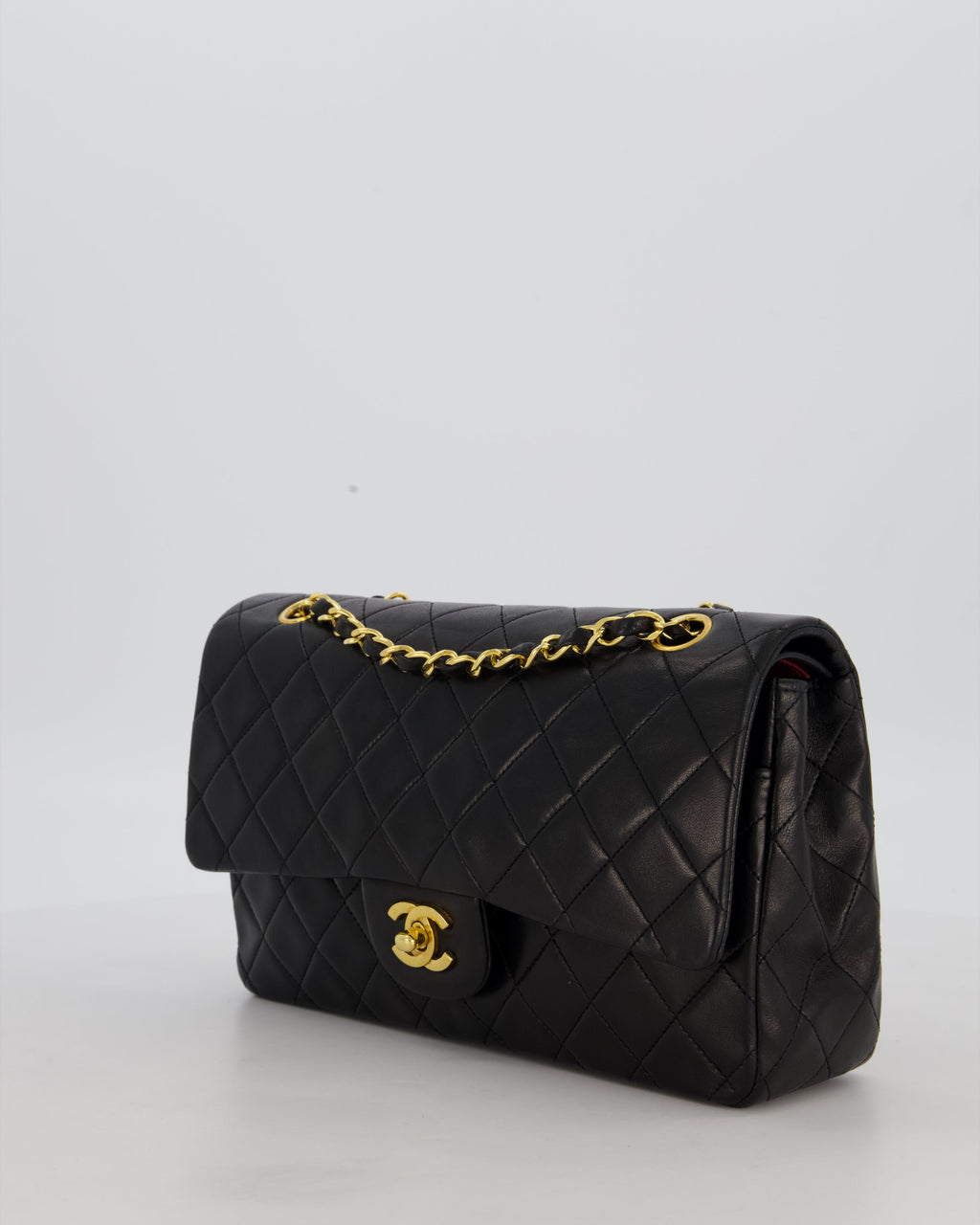*AMAZING CONDITION* Chanel Black Vintage Medium Classic Double Flap Bag in Lambskin Leather with 24K Gold Hardware