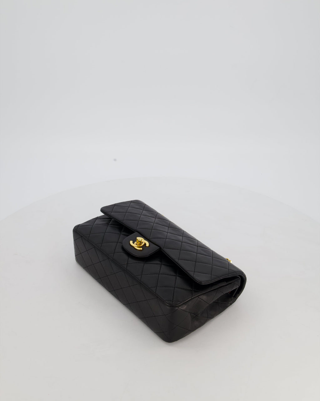 *AMAZING CONDITION* Chanel Black Vintage Medium Classic Double Flap Bag in Lambskin Leather with 24K Gold Hardware