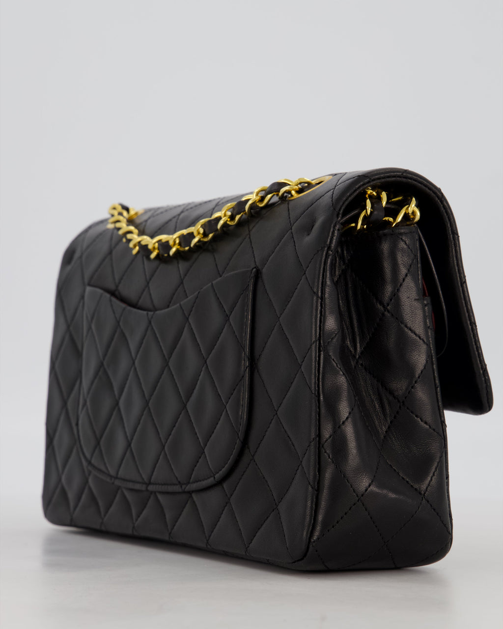 *AMAZING CONDITION* Chanel Black Vintage Medium Classic Double Flap Bag in Lambskin Leather with 24K Gold Hardware
