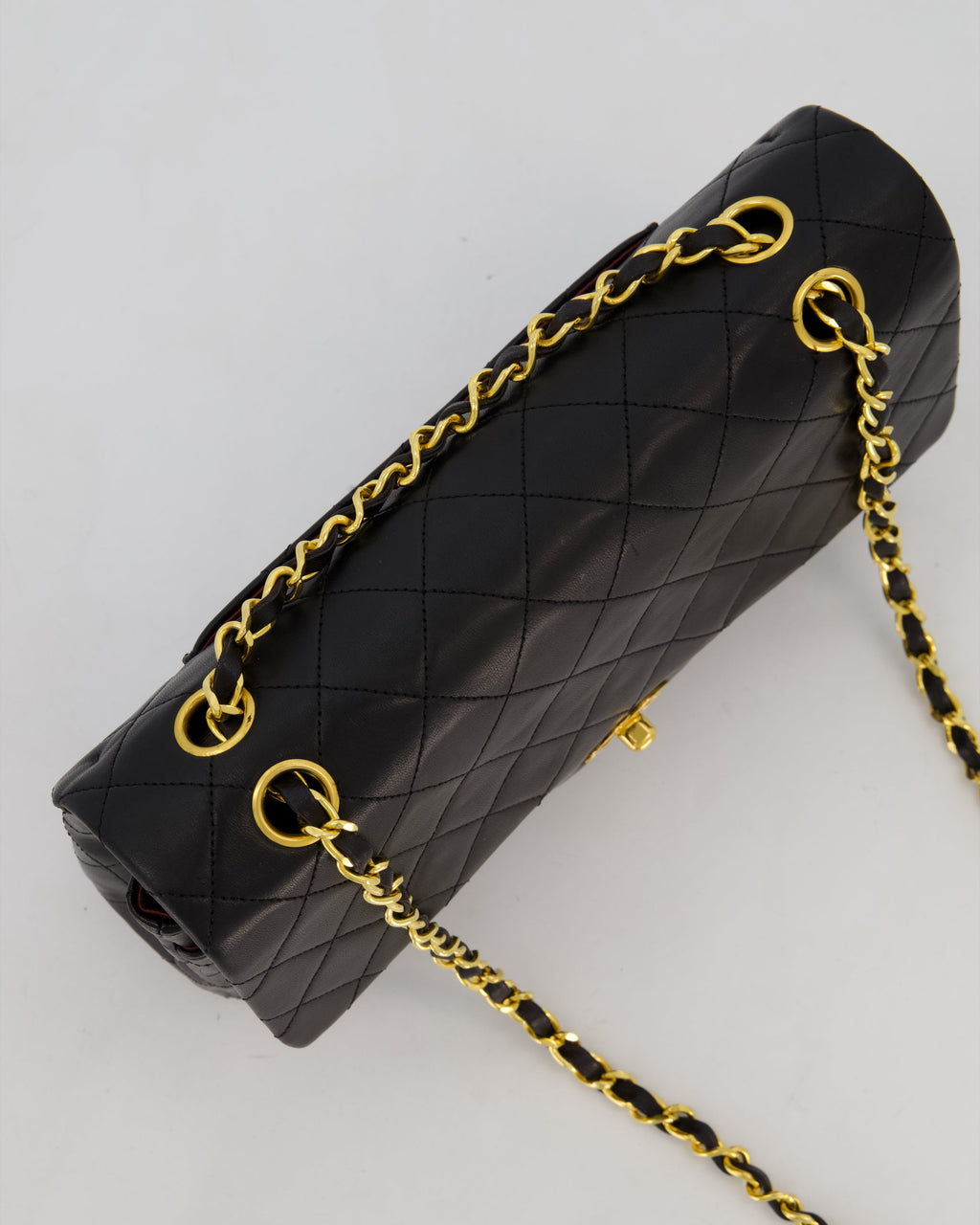 *AMAZING CONDITION* Chanel Black Vintage Medium Classic Double Flap Bag in Lambskin Leather with 24K Gold Hardware
