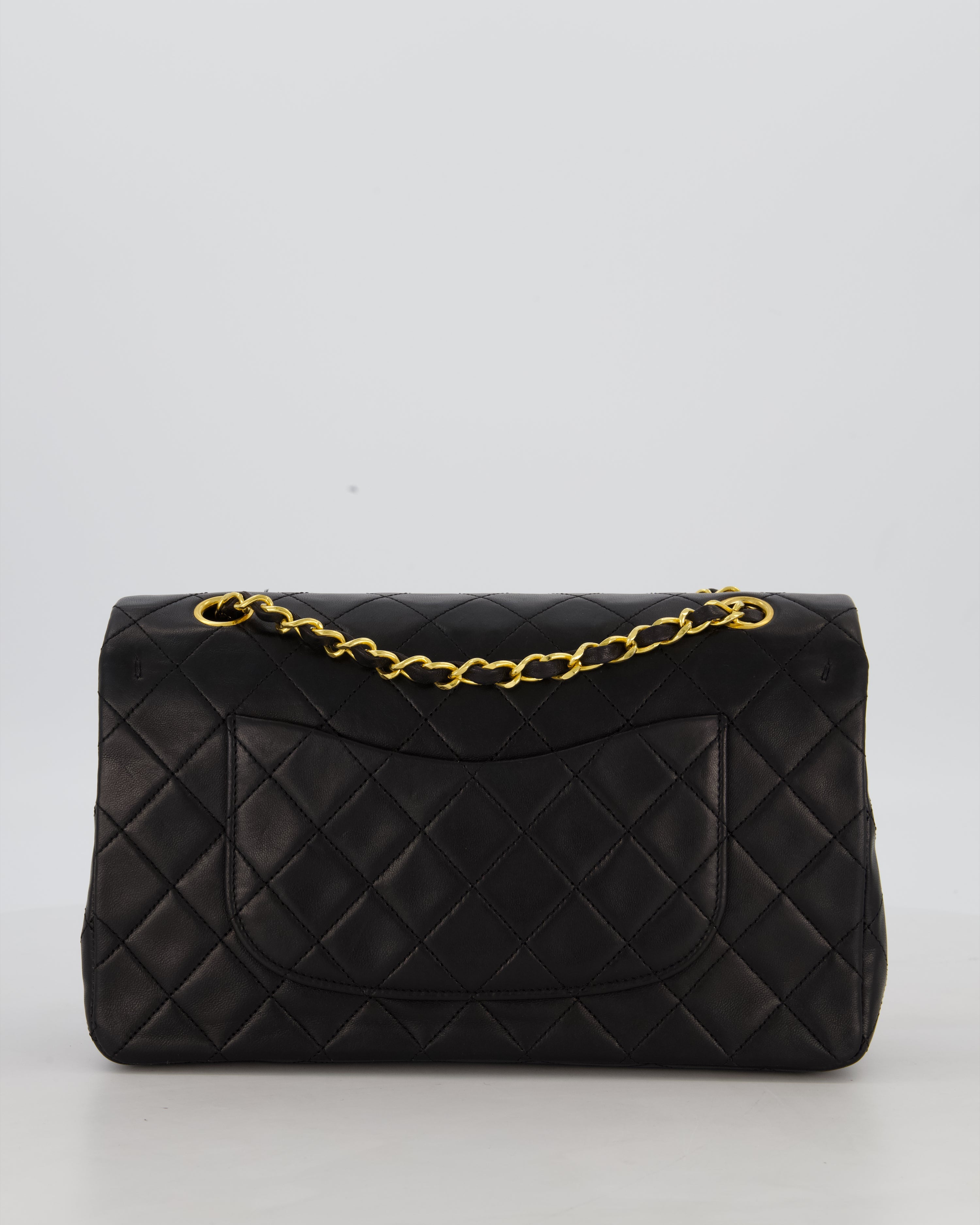 *AMAZING CONDITION* Chanel Black Vintage Medium Classic Double Flap Bag in Lambskin Leather with 24K Gold Hardware