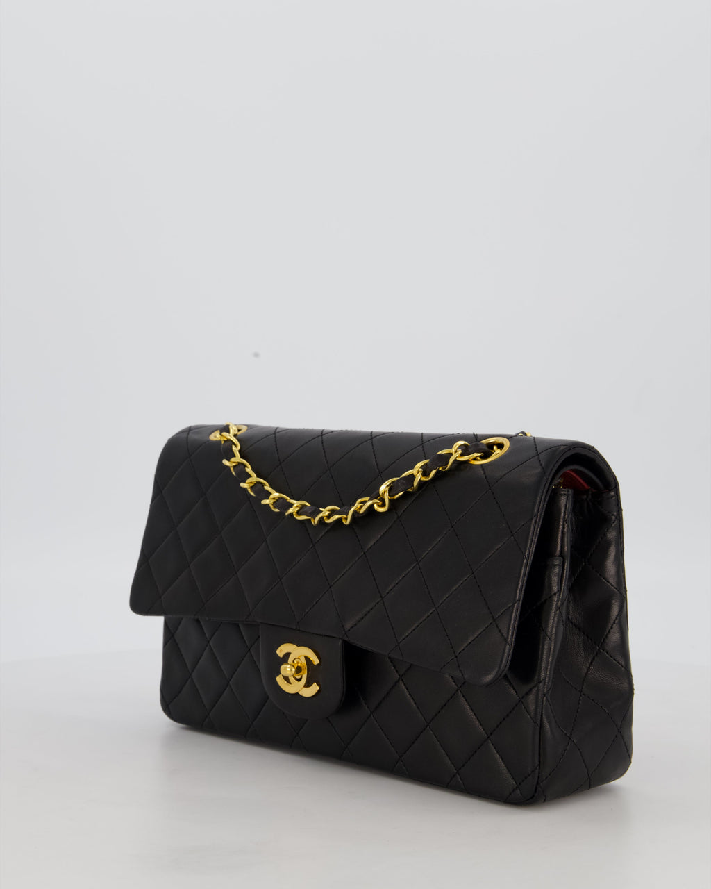 *AMAZING CONDITION* Chanel Black Vintage Medium Classic Double Flap Bag in Lambskin Leather with 24K Gold Hardware