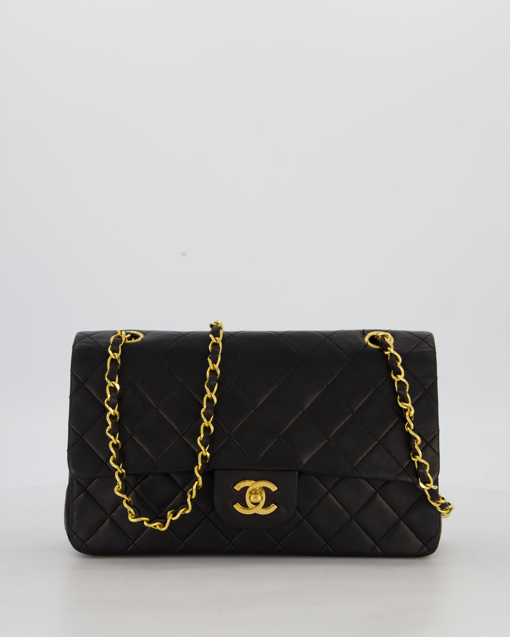 *AMAZING CONDITION* Chanel Black Vintage Medium Classic Double Flap Bag in Lambskin Leather with 24K Gold Hardware