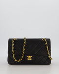 *AMAZING CONDITION* Chanel Black Vintage Medium Classic Double Flap Bag in Lambskin Leather with 24K Gold Hardware