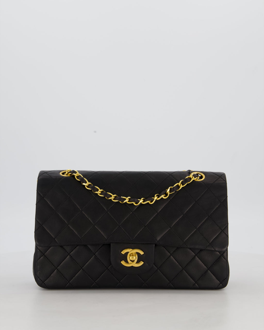 *AMAZING CONDITION* Chanel Black Vintage Medium Classic Double Flap Bag in Lambskin Leather with 24K Gold Hardware