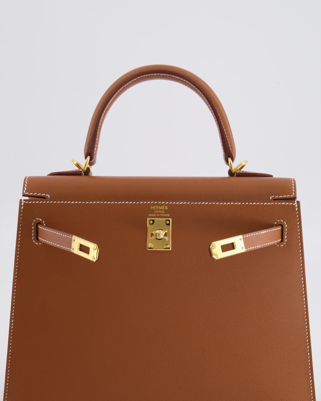 Hermès Kelly 25 II Sellier Bag in Gold Veau Madame Leather with Gold Hardware