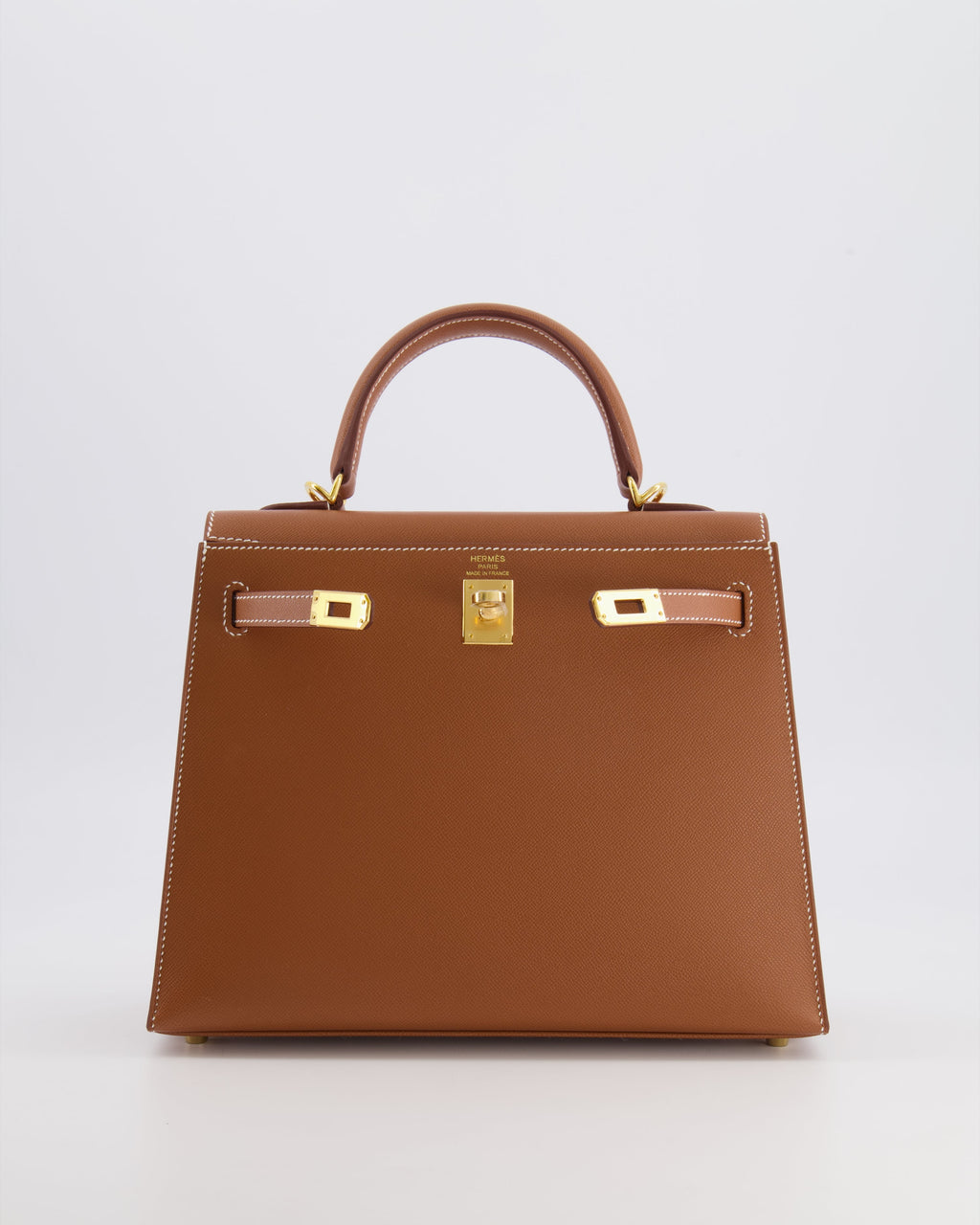 Hermès Kelly 25 II Sellier Bag in Gold Veau Madame Leather with Gold Hardware
