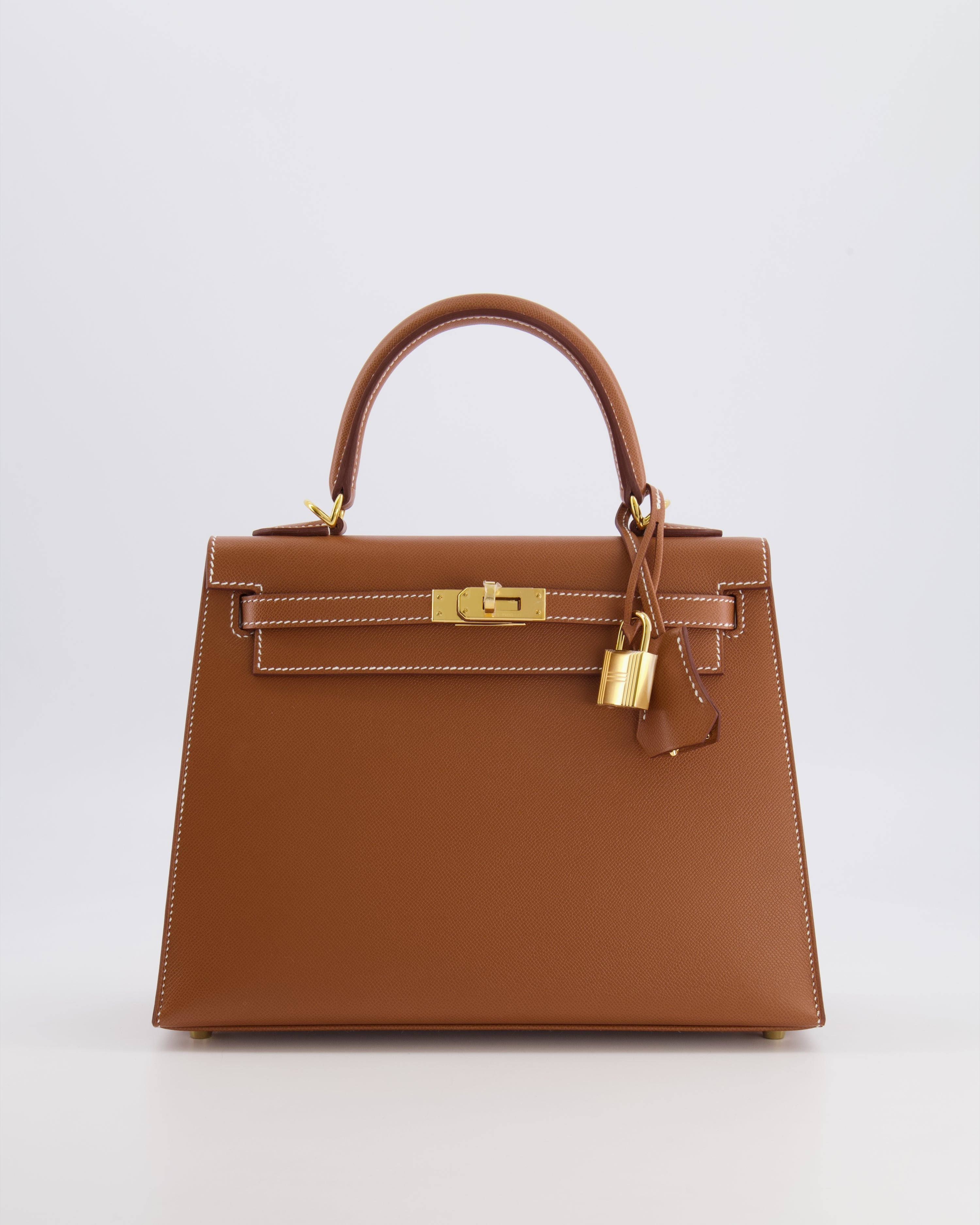 Hermès Kelly 25 II Sellier Bag in Gold Veau Madame Leather with Gold Hardware