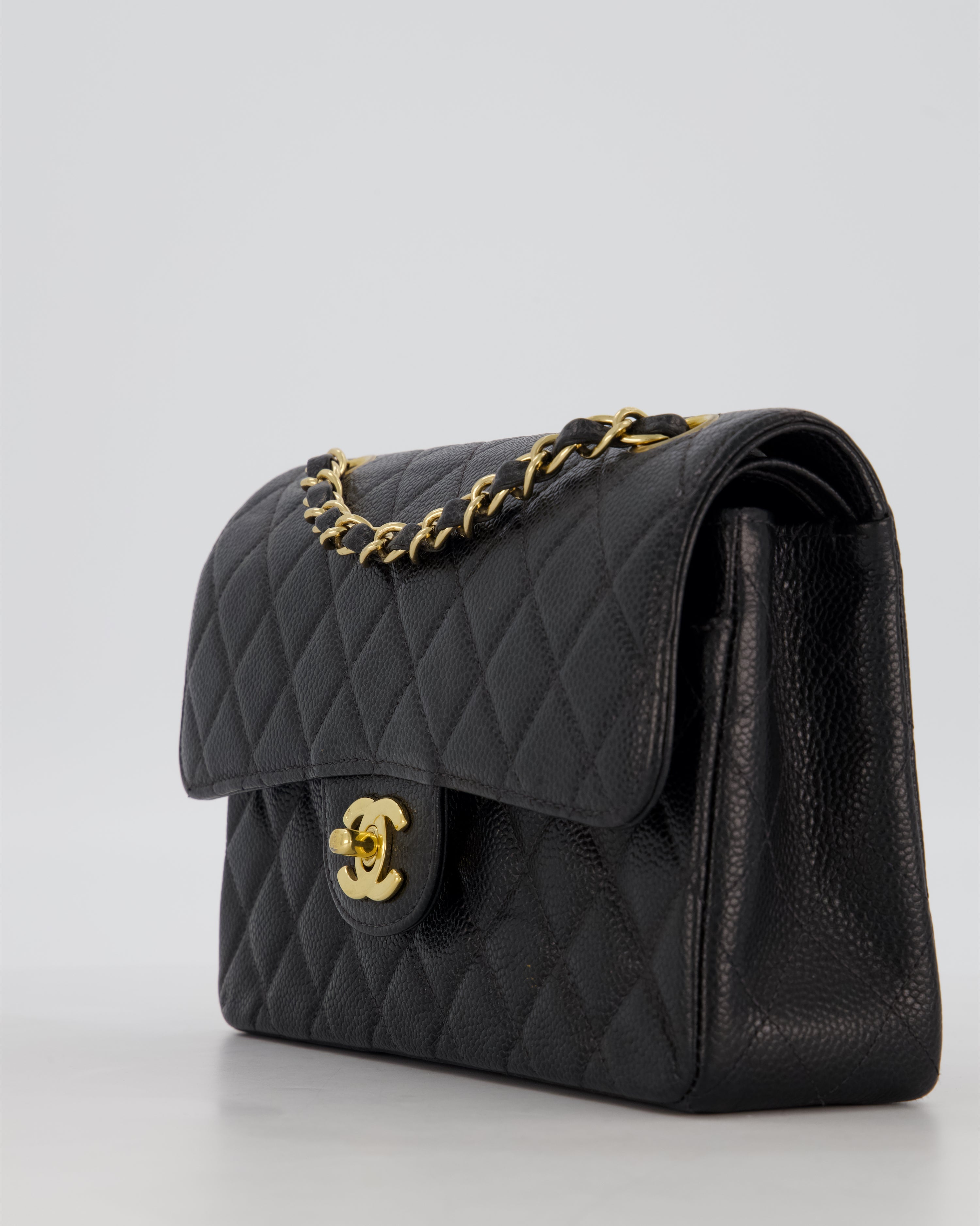 *VERY RARE* Chanel Vintage Black Small Classic Double Flap Bag in Caviar Leather with 24K Gold Hardware