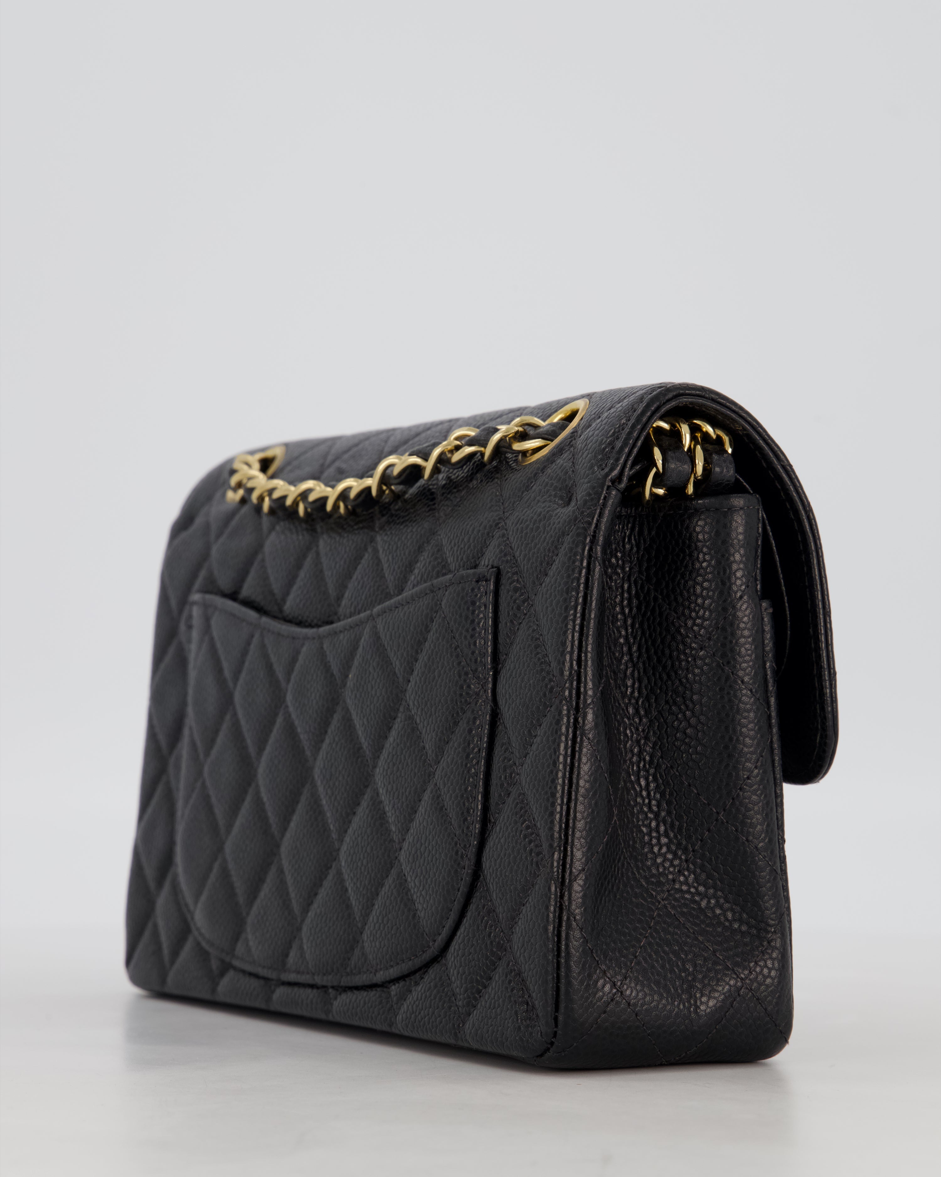 *VERY RARE* Chanel Vintage Black Small Classic Double Flap Bag in Caviar Leather with 24K Gold Hardware