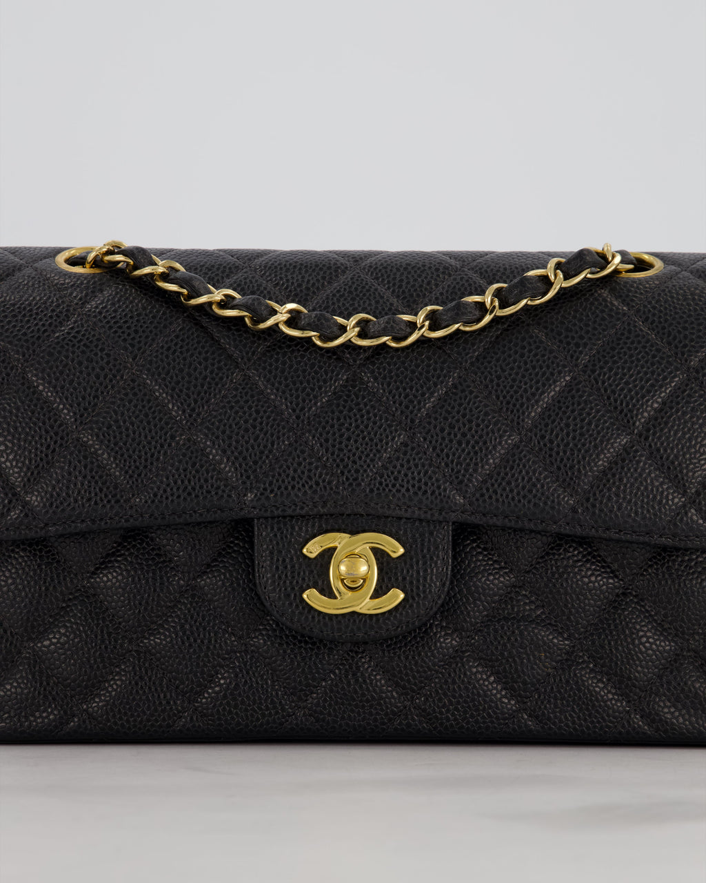 *VERY RARE* Chanel Vintage Black Small Classic Double Flap Bag in Caviar Leather with 24K Gold Hardware