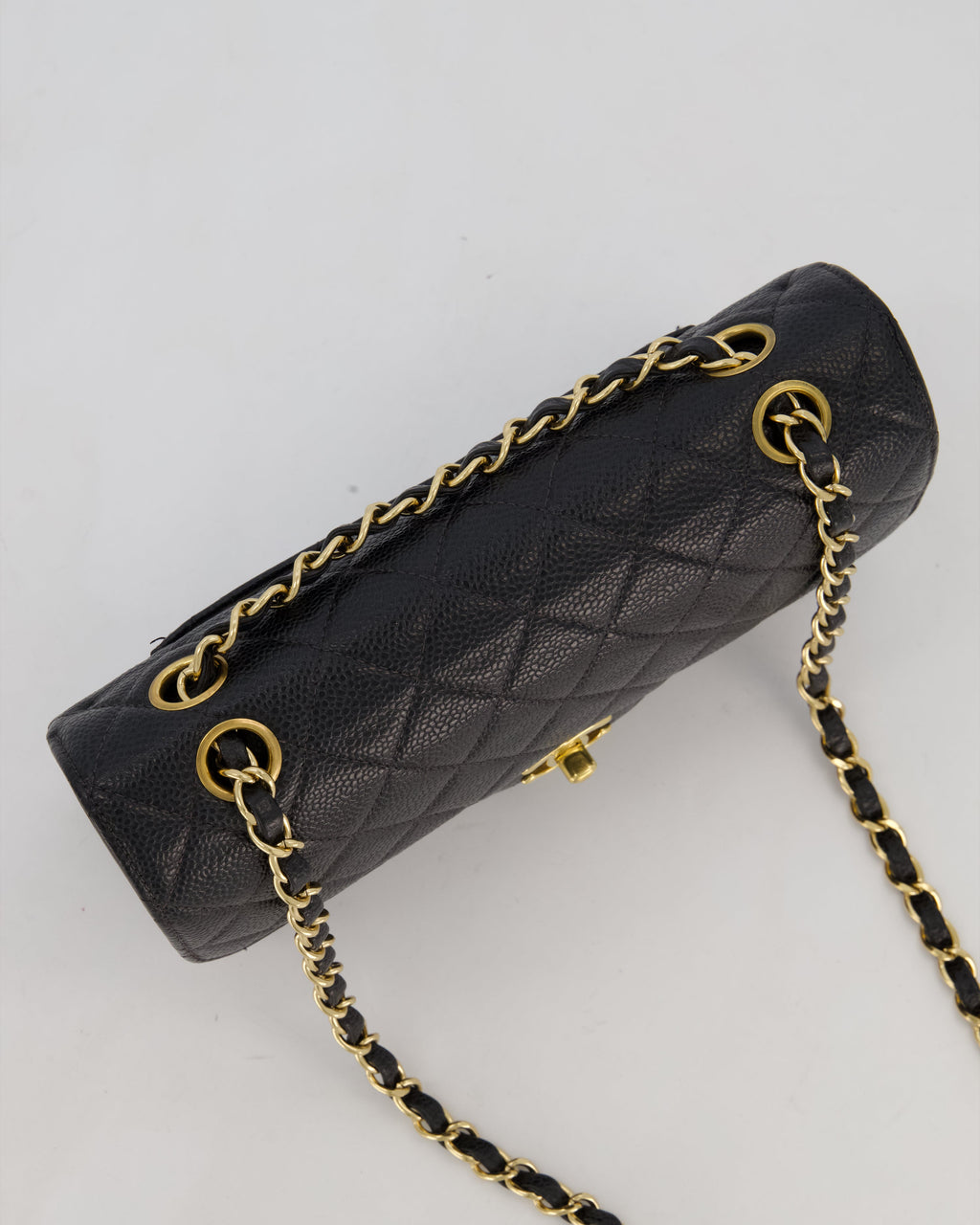 *VERY RARE* Chanel Vintage Black Small Classic Double Flap Bag in Caviar Leather with 24K Gold Hardware