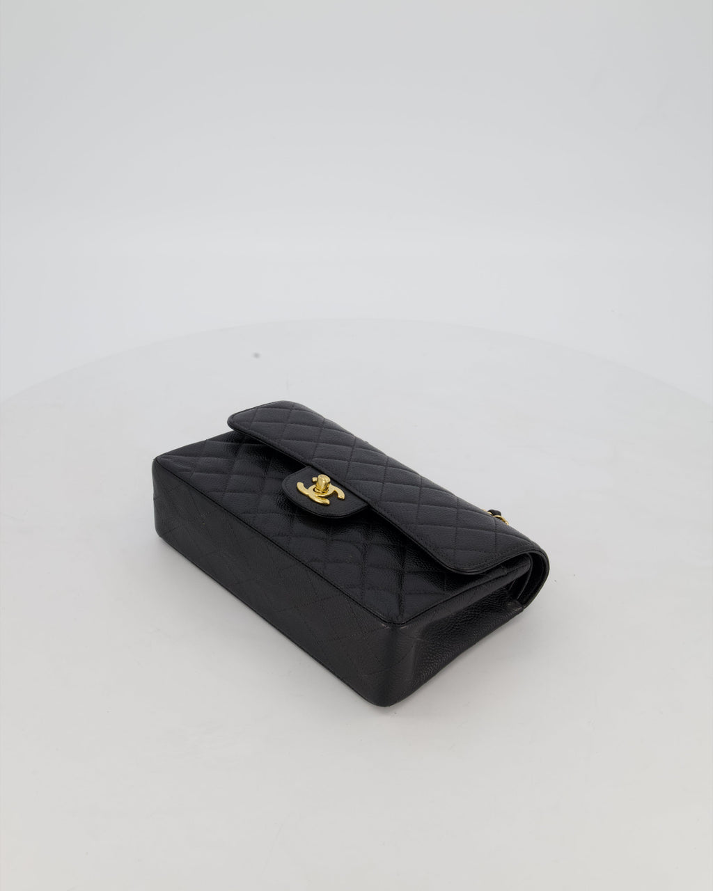 *VERY RARE* Chanel Vintage Black Small Classic Double Flap Bag in Caviar Leather with 24K Gold Hardware