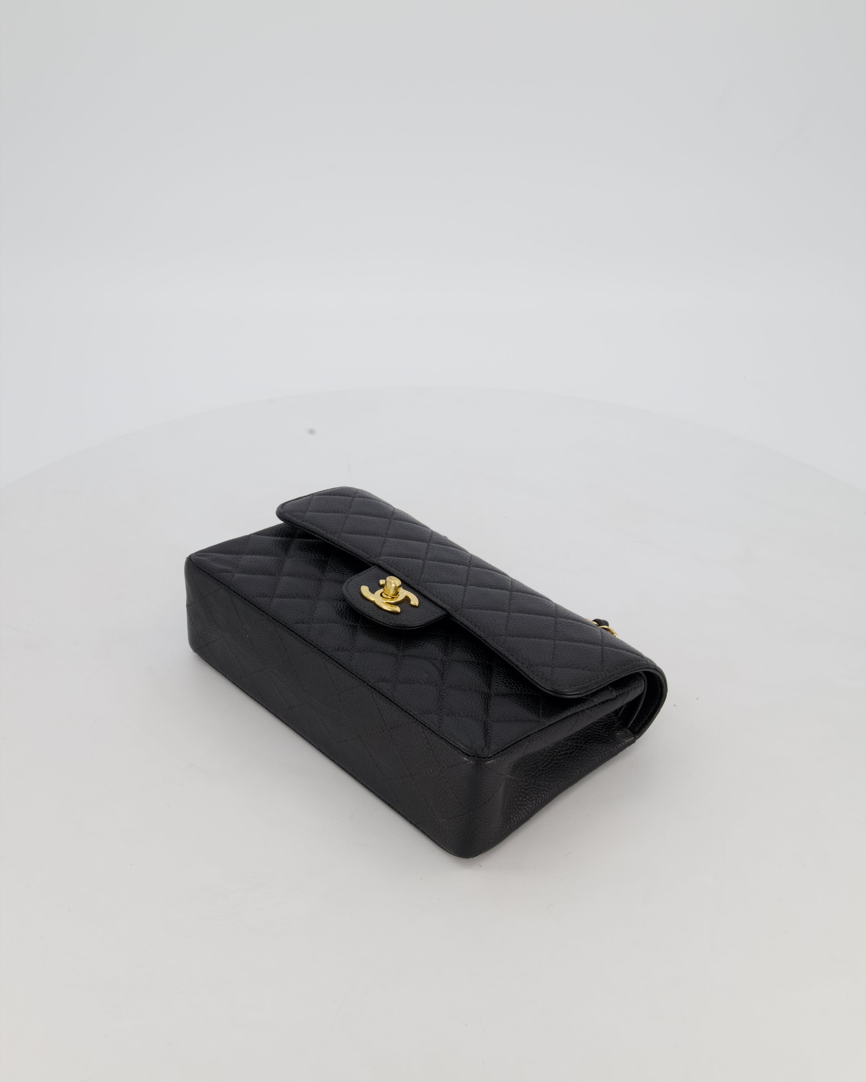 *VERY RARE* Chanel Vintage Black Small Classic Double Flap Bag in Caviar Leather with 24K Gold Hardware