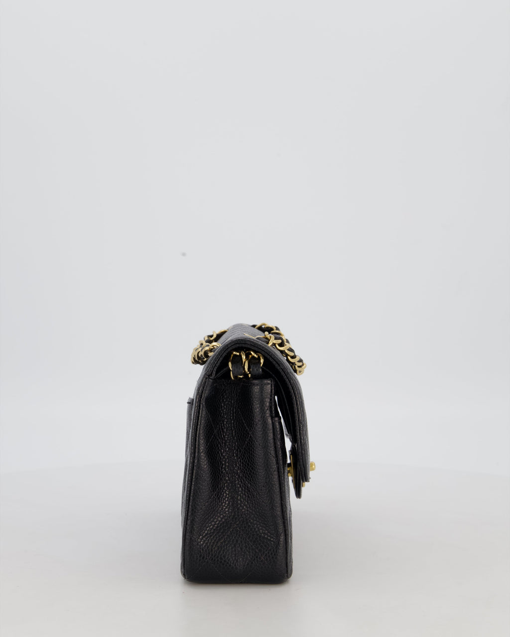 *VERY RARE* Chanel Vintage Black Small Classic Double Flap Bag in Caviar Leather with 24K Gold Hardware