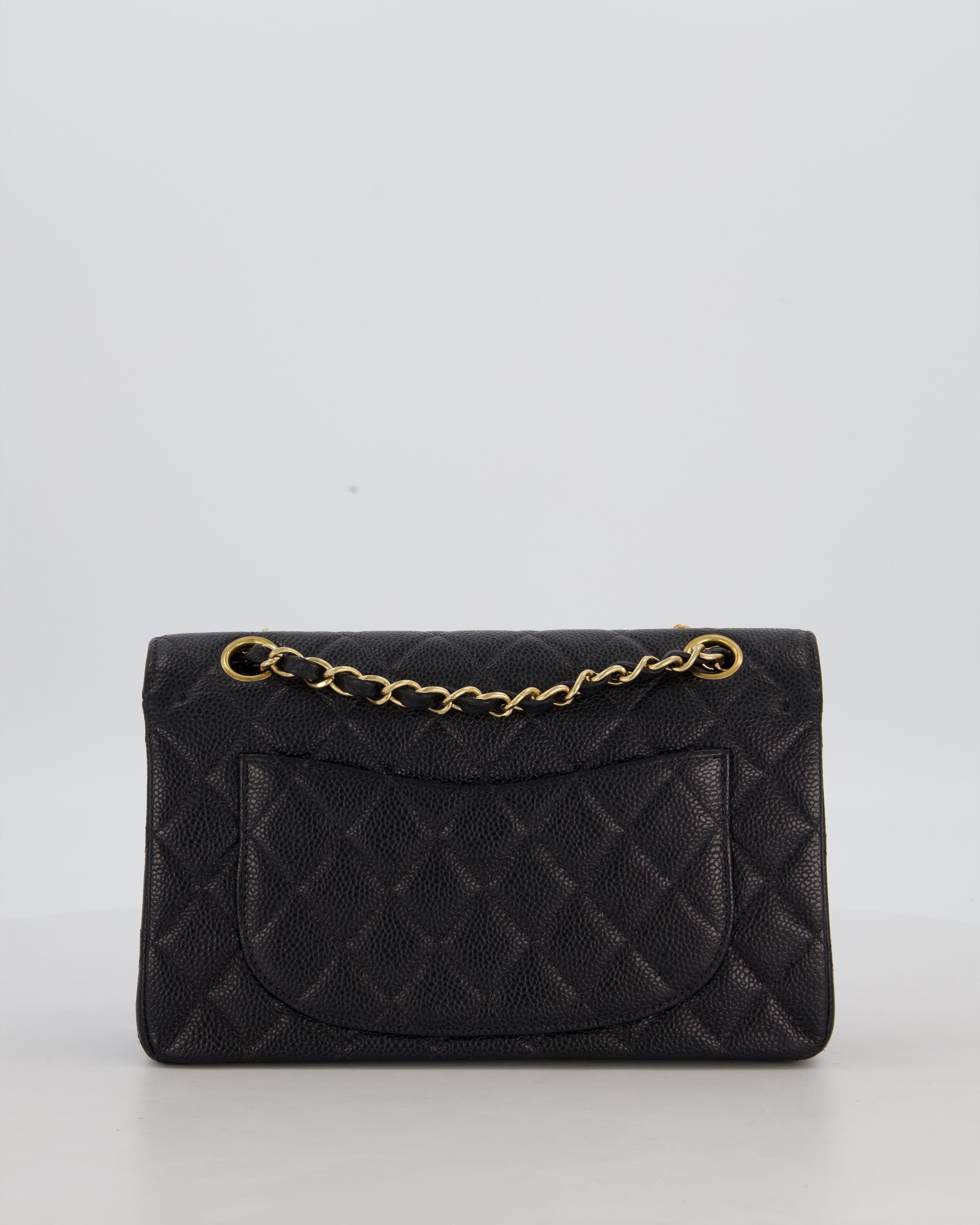*VERY RARE* Chanel Vintage Black Small Classic Double Flap Bag in Caviar Leather with 24K Gold Hardware