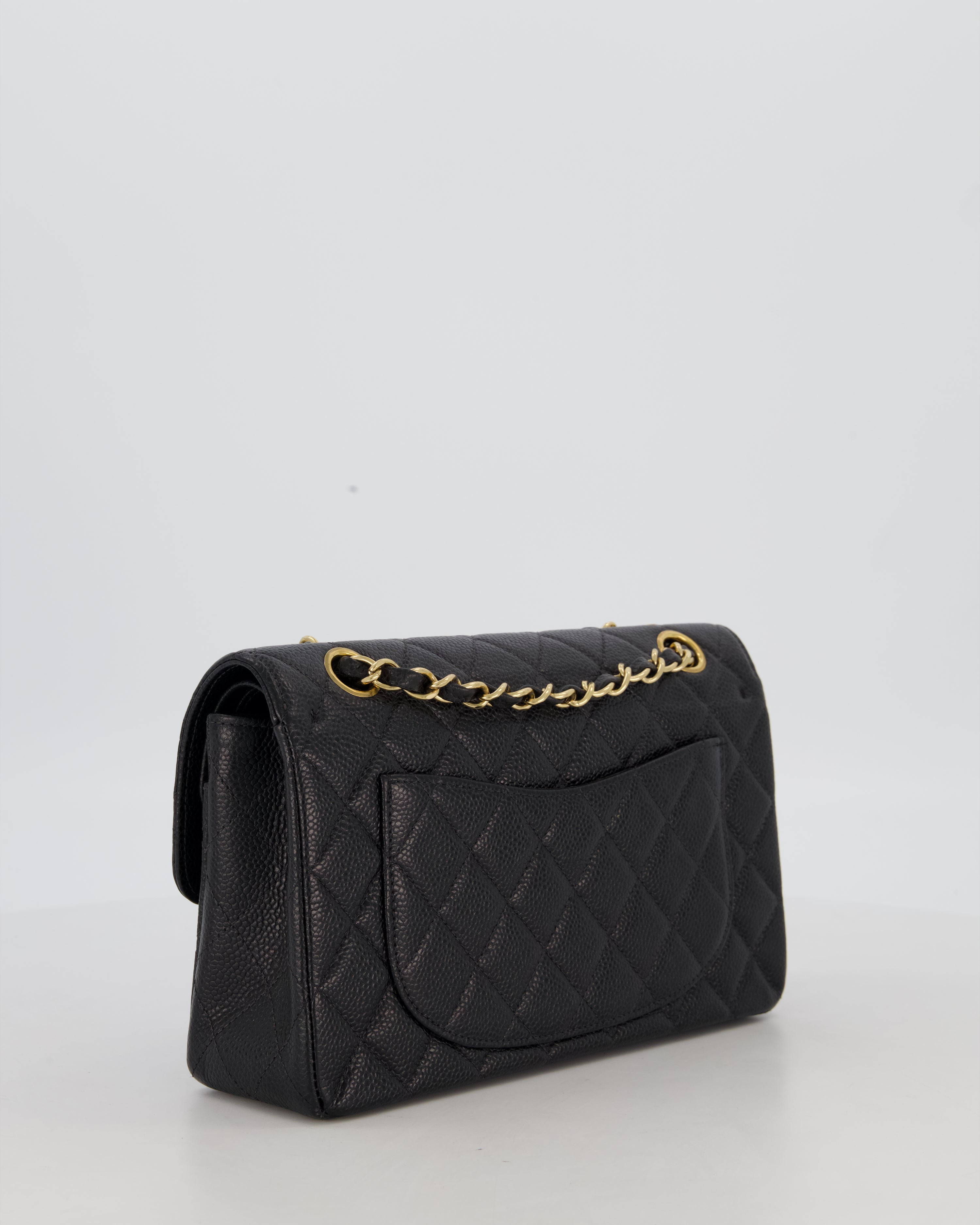 *VERY RARE* Chanel Vintage Black Small Classic Double Flap Bag in Caviar Leather with 24K Gold Hardware