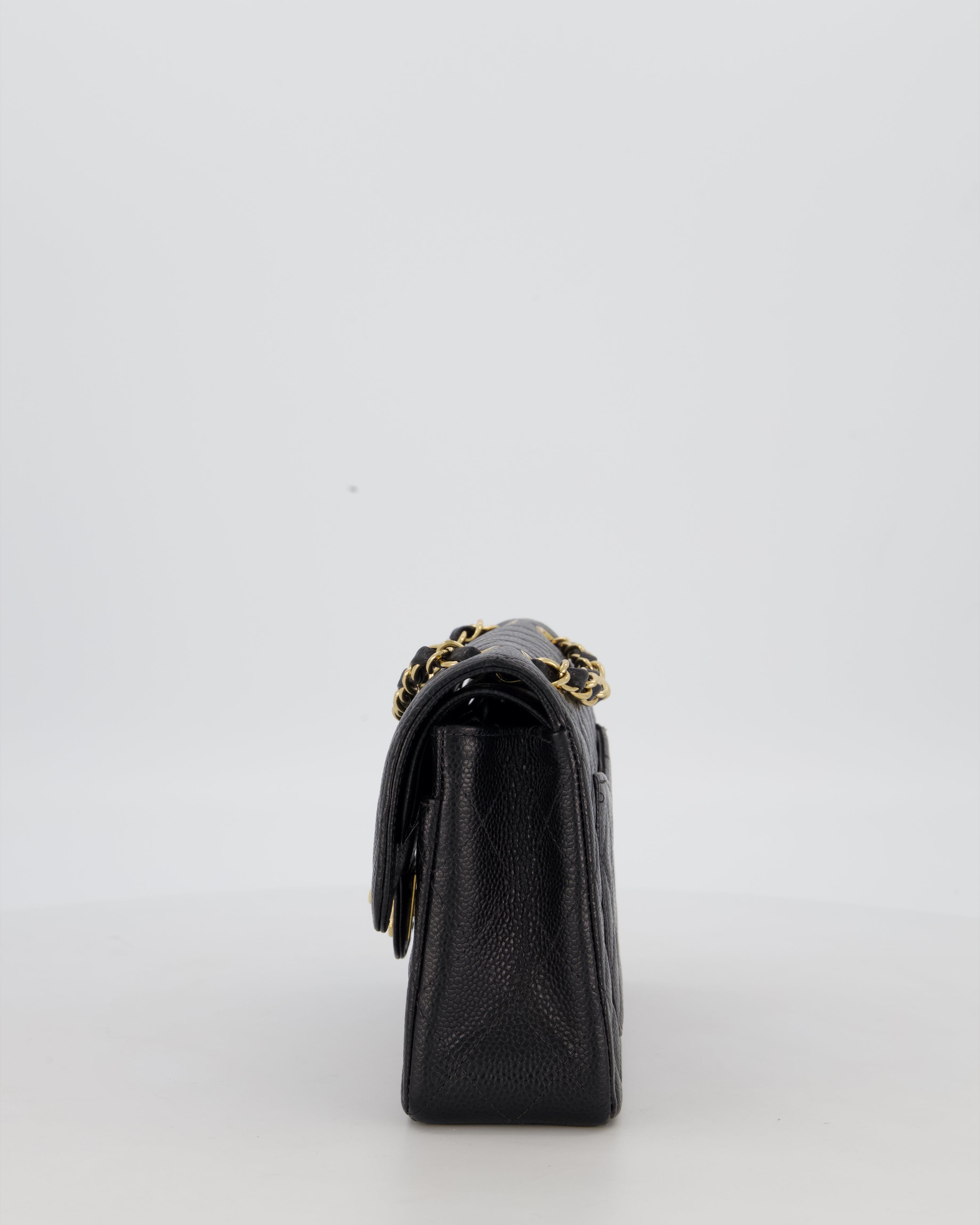 *VERY RARE* Chanel Vintage Black Small Classic Double Flap Bag in Caviar Leather with 24K Gold Hardware