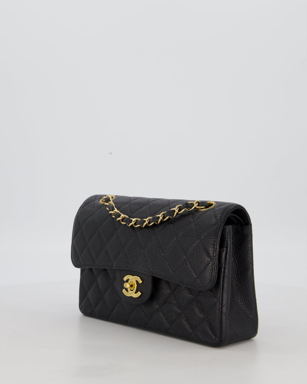 *VERY RARE* Chanel Vintage Black Small Classic Double Flap Bag in Caviar Leather with 24K Gold Hardware