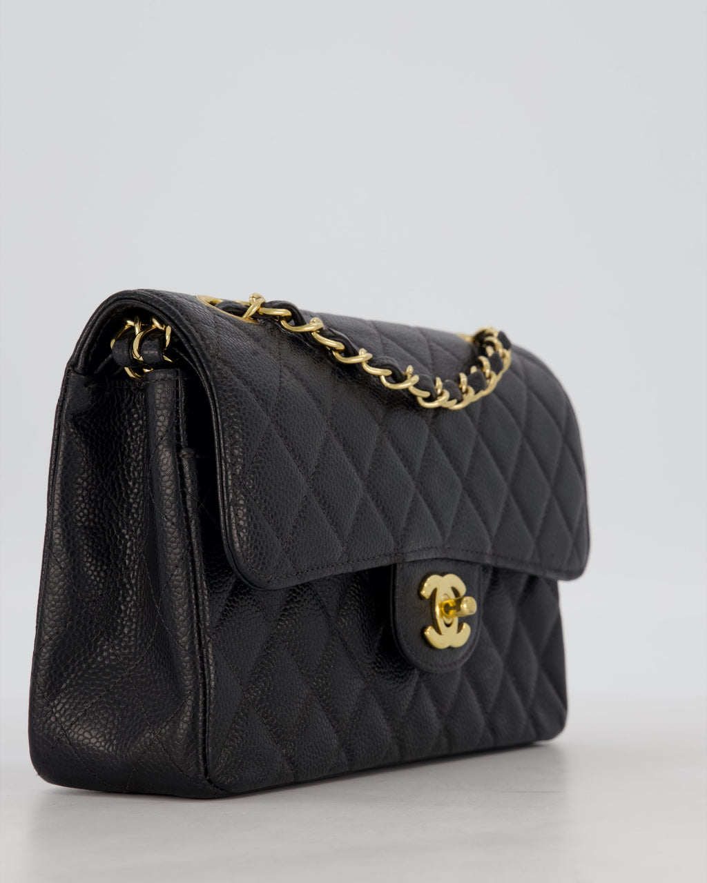 *VERY RARE* Chanel Vintage Black Small Classic Double Flap Bag in Caviar Leather with 24K Gold Hardware