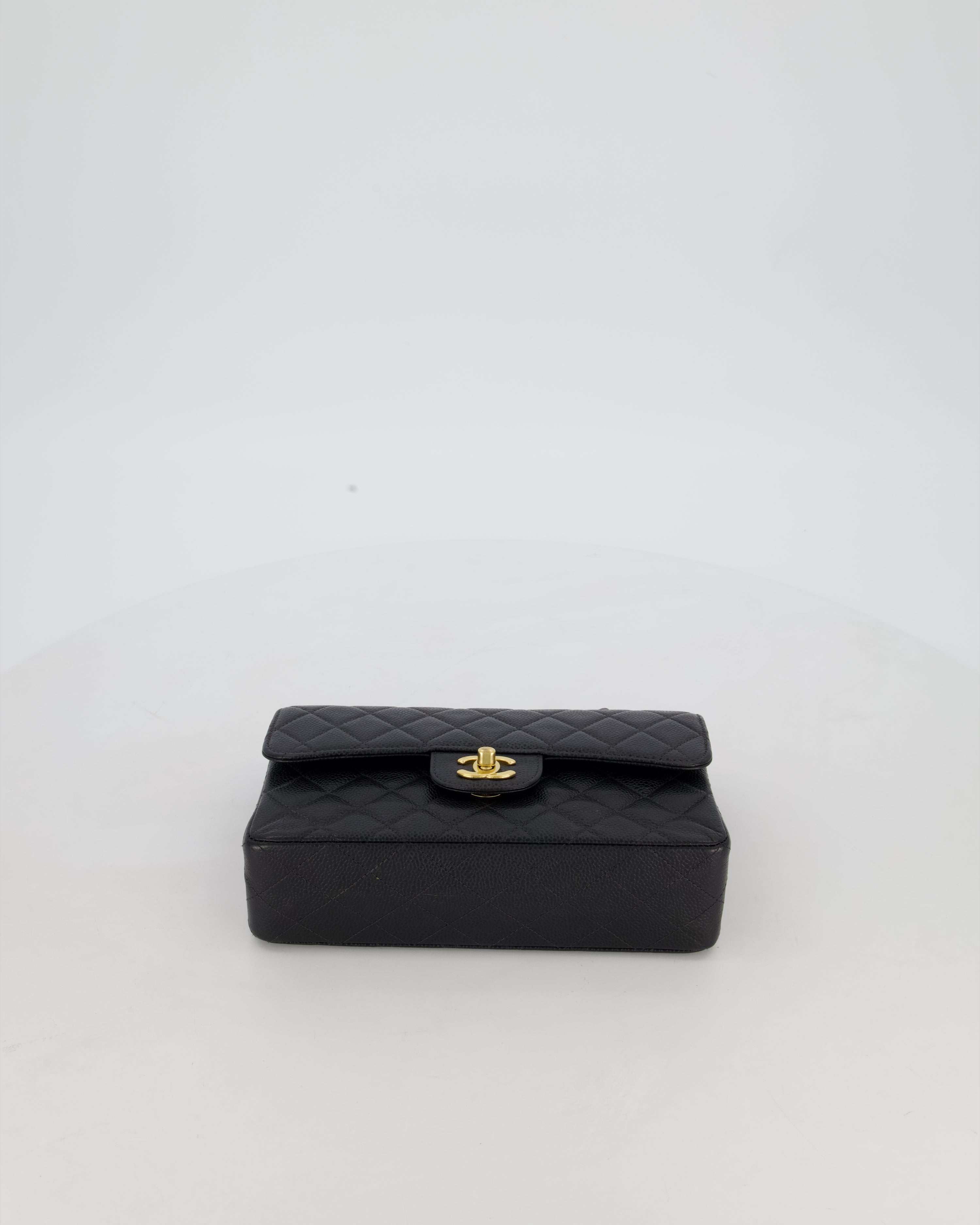 *VERY RARE* Chanel Vintage Black Small Classic Double Flap Bag in Caviar Leather with 24K Gold Hardware