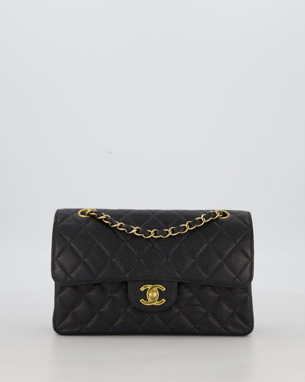 *VERY RARE* Chanel Vintage Black Small Classic Double Flap Bag in Caviar Leather with 24K Gold Hardware