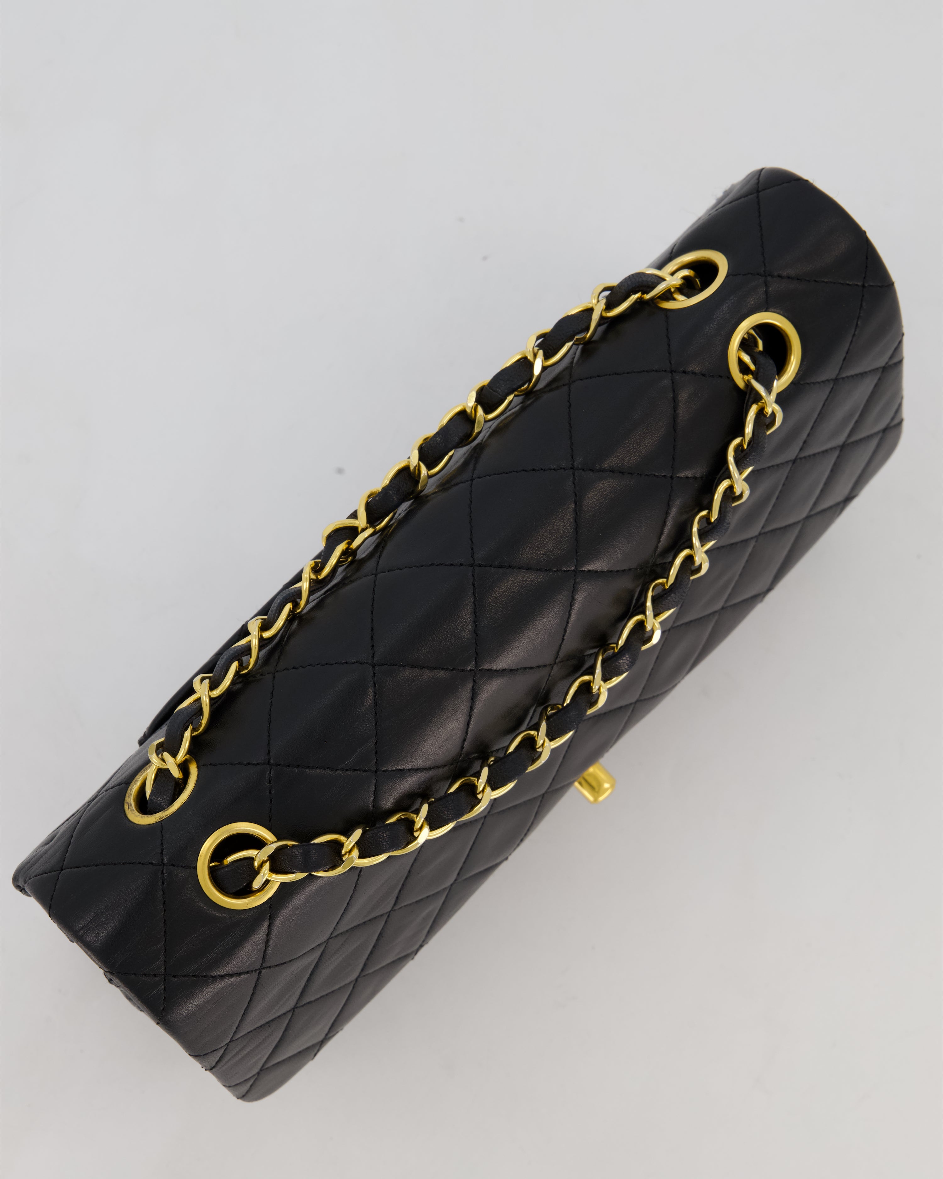 *AMAZING CONDITION* Chanel Black Vintage Medium Classic Double Flap Bag in Lambskin Leather with 24K Gold Hardware