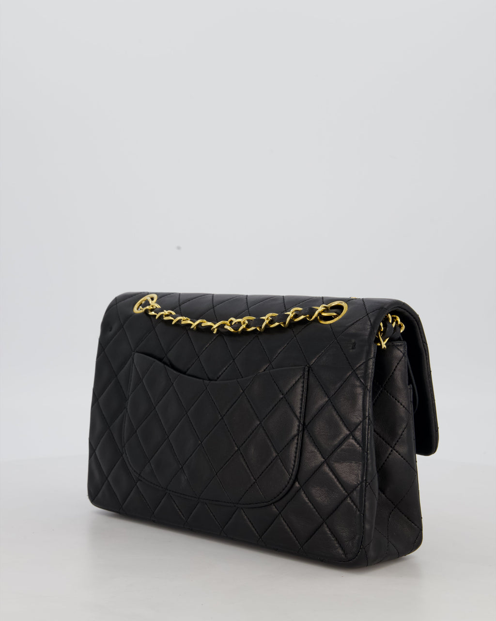 *AMAZING CONDITION* Chanel Black Vintage Medium Classic Double Flap Bag in Lambskin Leather with 24K Gold Hardware