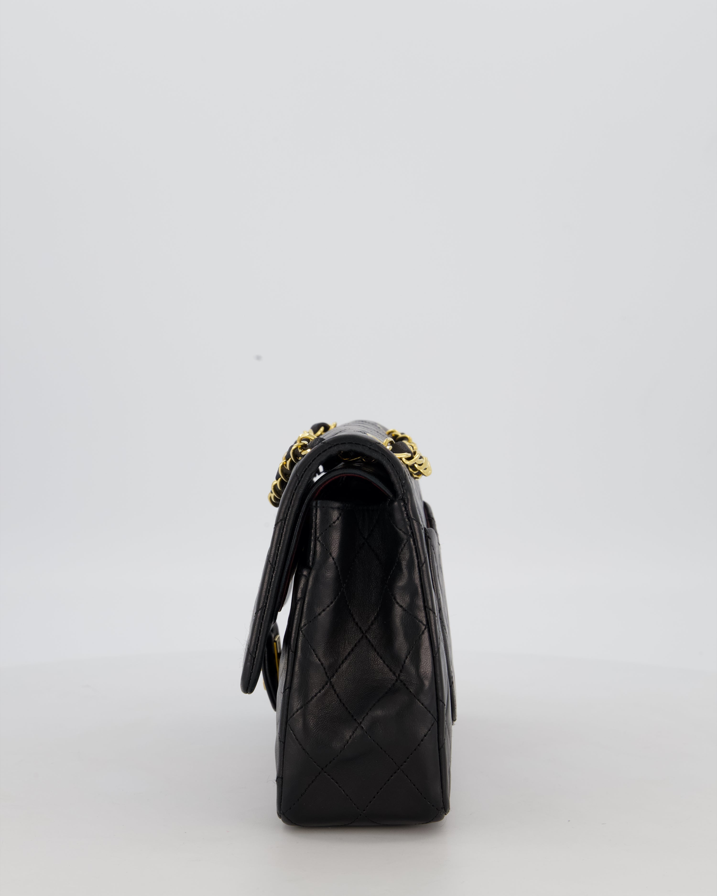 *AMAZING CONDITION* Chanel Black Vintage Medium Classic Double Flap Bag in Lambskin Leather with 24K Gold Hardware