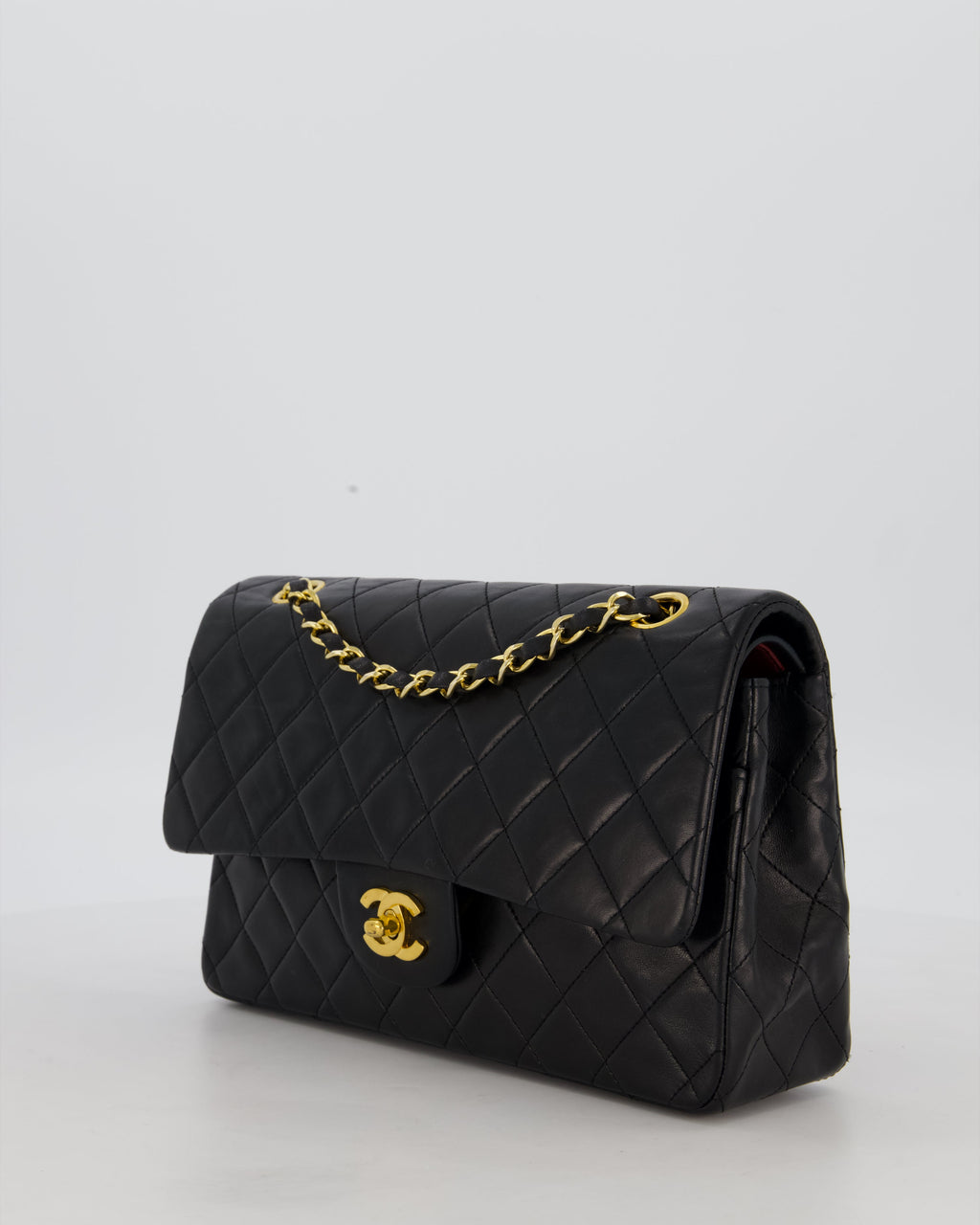*AMAZING CONDITION* Chanel Black Vintage Medium Classic Double Flap Bag in Lambskin Leather with 24K Gold Hardware