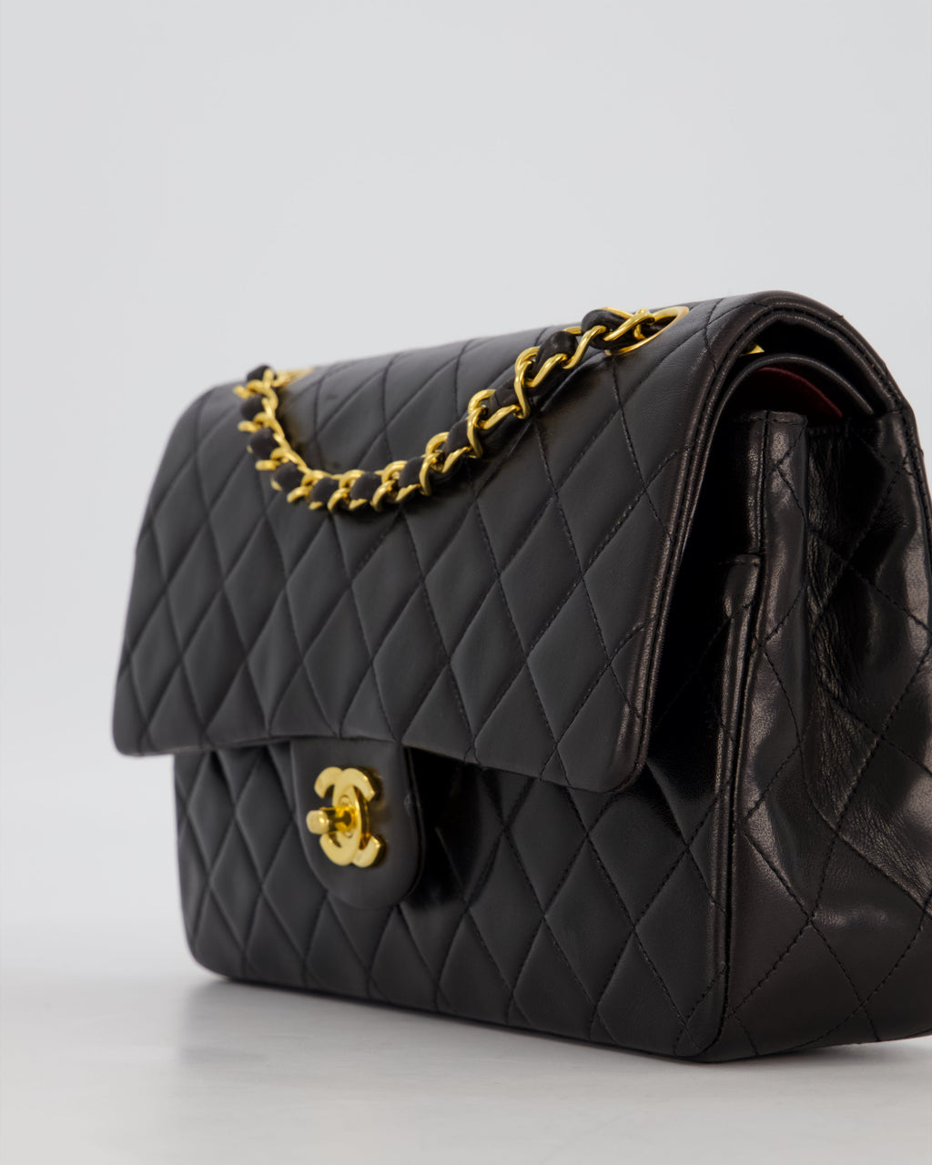 *AMAZING CONDITION* Chanel Black Vintage Medium Classic Double Flap Bag in Lambskin Leather with 24K Gold Hardware